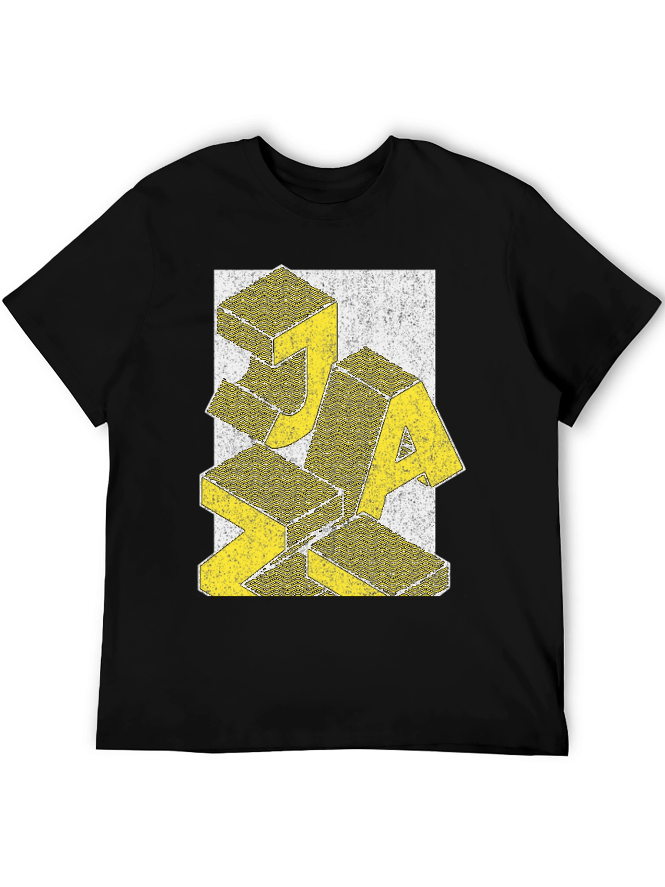 Geometric JAZZ Print Black T-Shirt