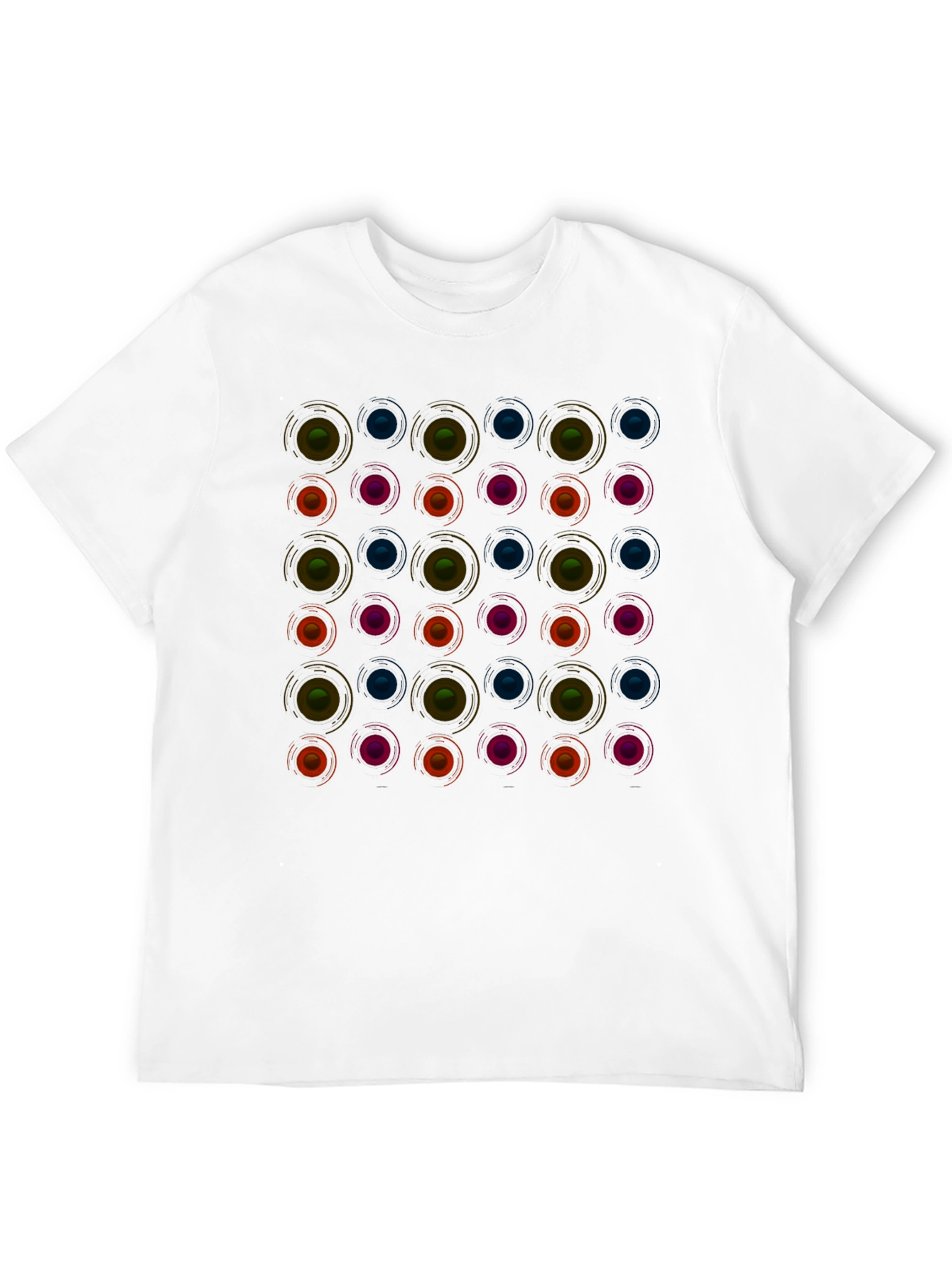 Retro Circle Pattern Black T-Shirt - Modern Graphic Tee