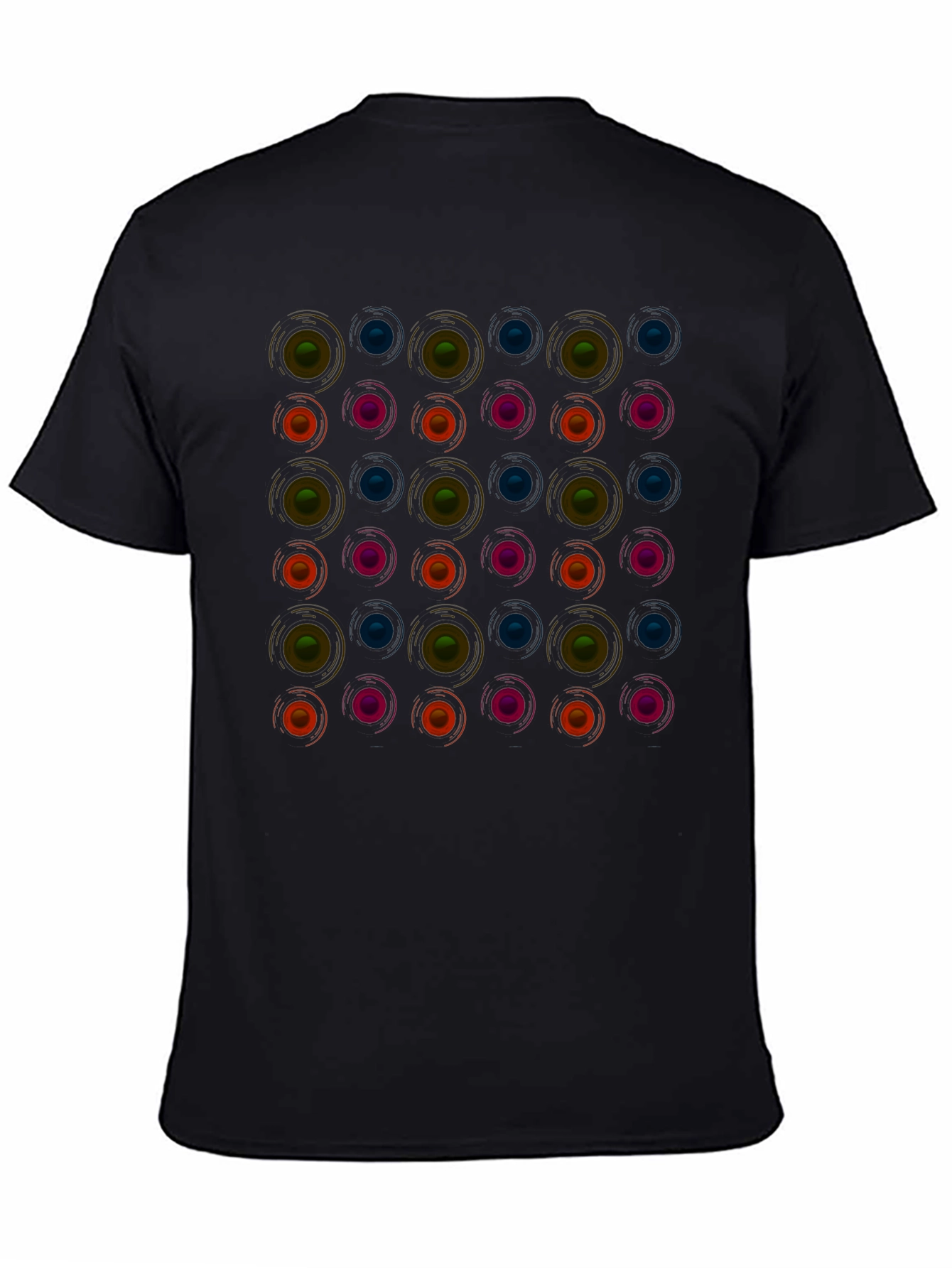 Retro Circle Pattern Black T-Shirt - Modern Graphic Tee