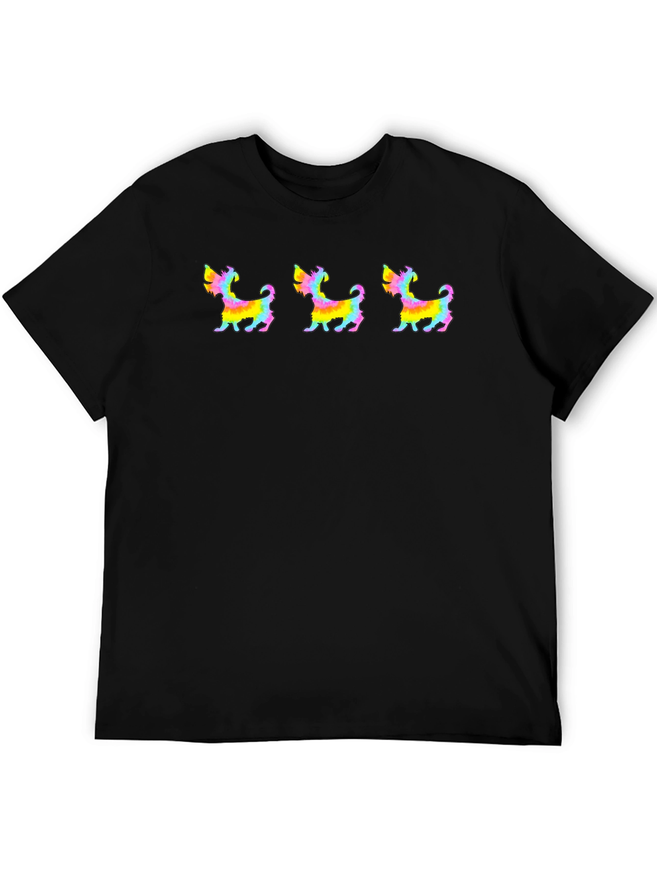 Rainbow Dog T-Shirt - Black Cotton Blend