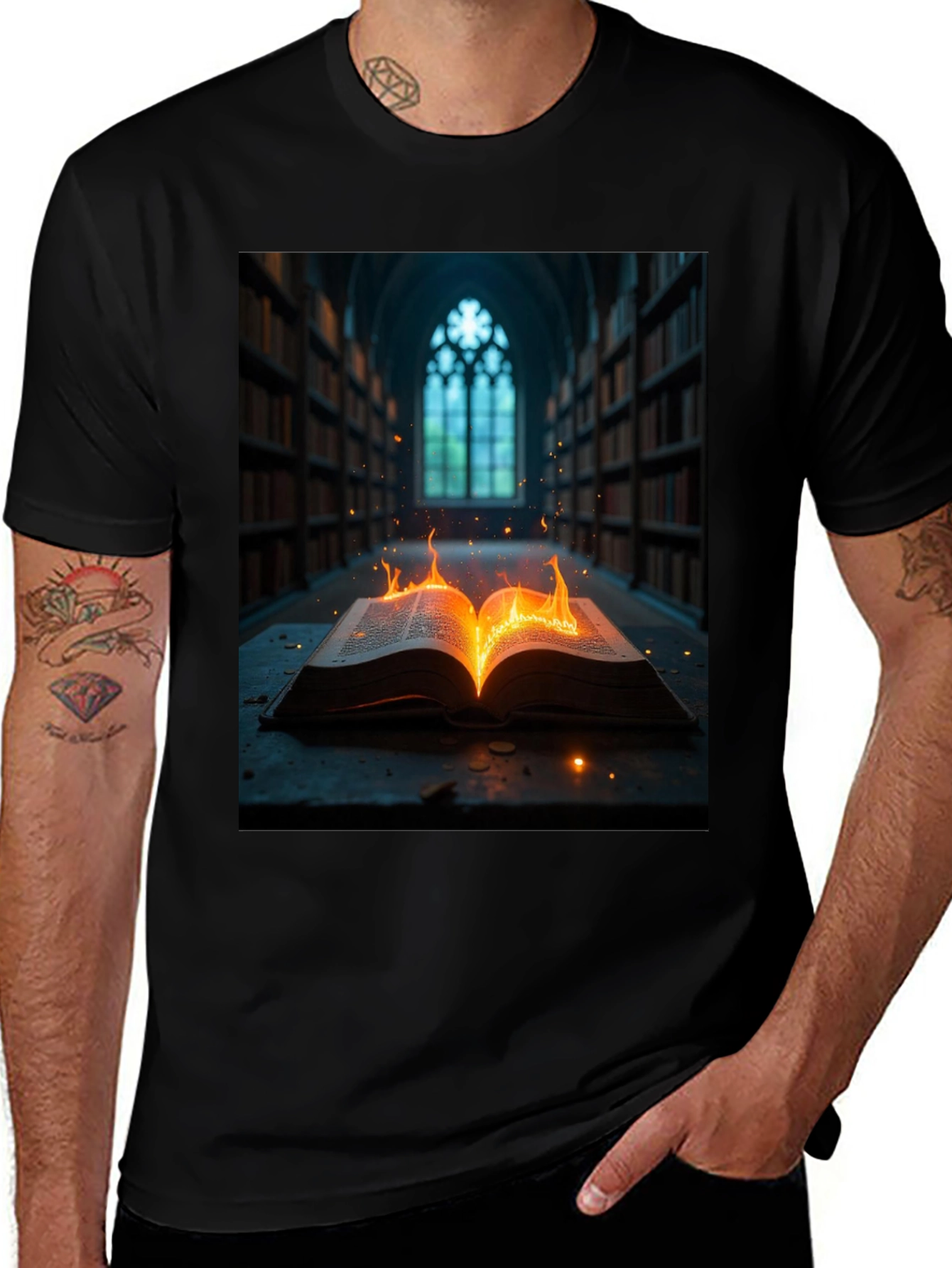 Mystical Burning Book Graphic Tee