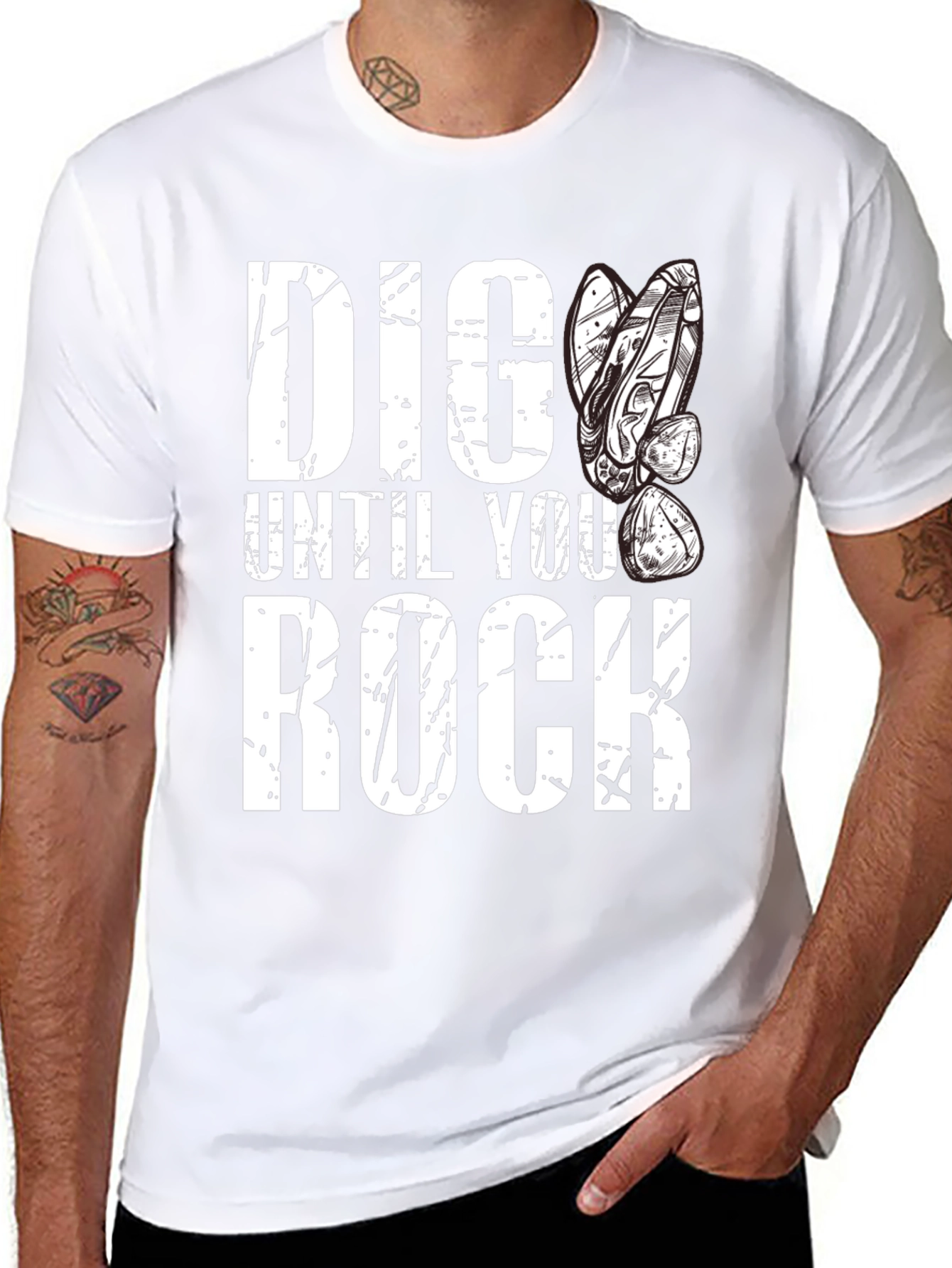 Dig Until You Rock Black Graphic Tee