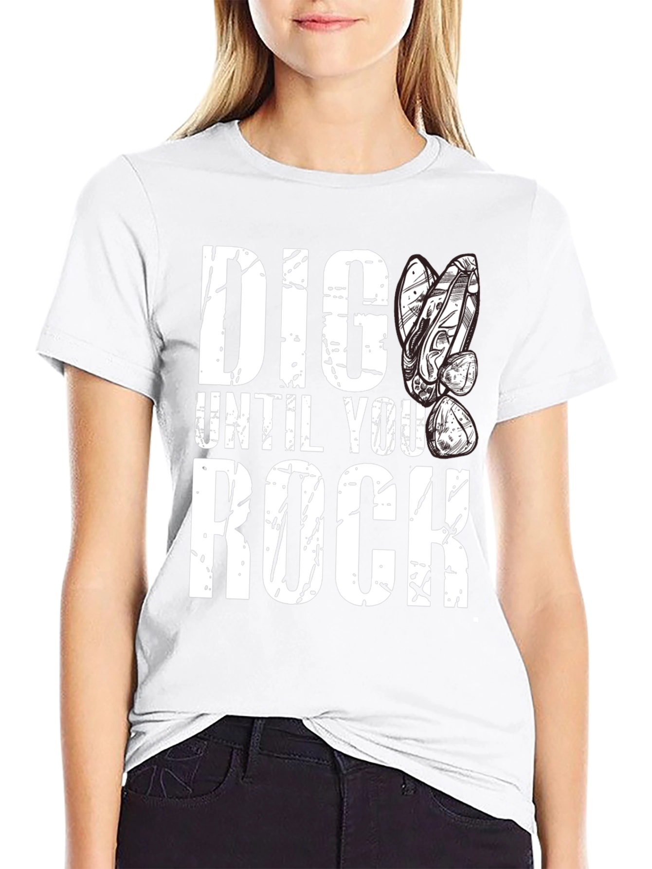 Dig Until You Rock Black Graphic Tee