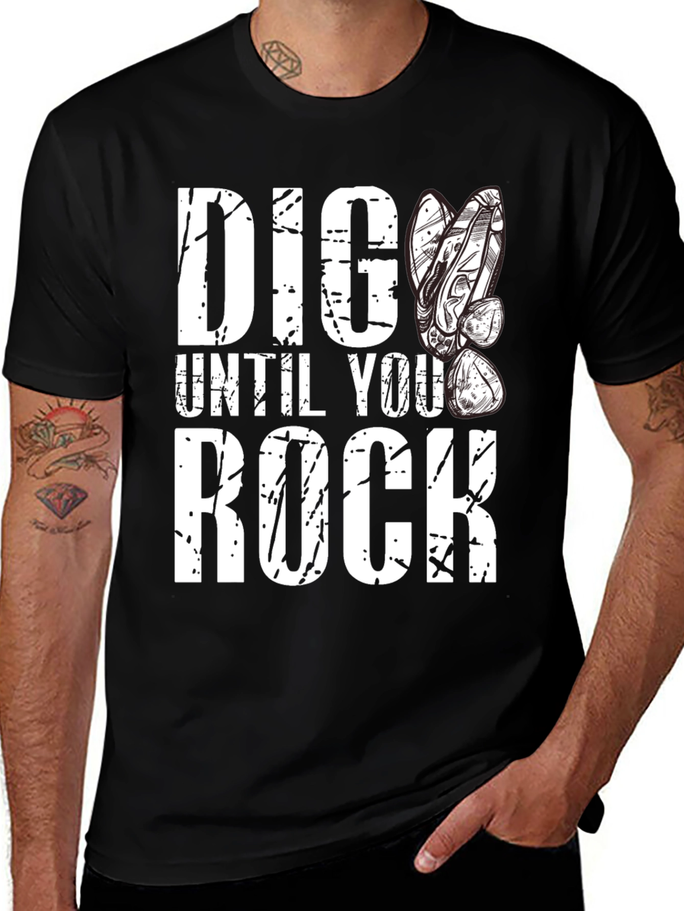 Dig Until You Rock Black Graphic Tee
