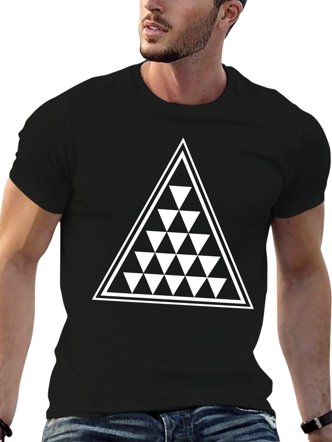 Geometric Triangle Graphic Print Mens Tee