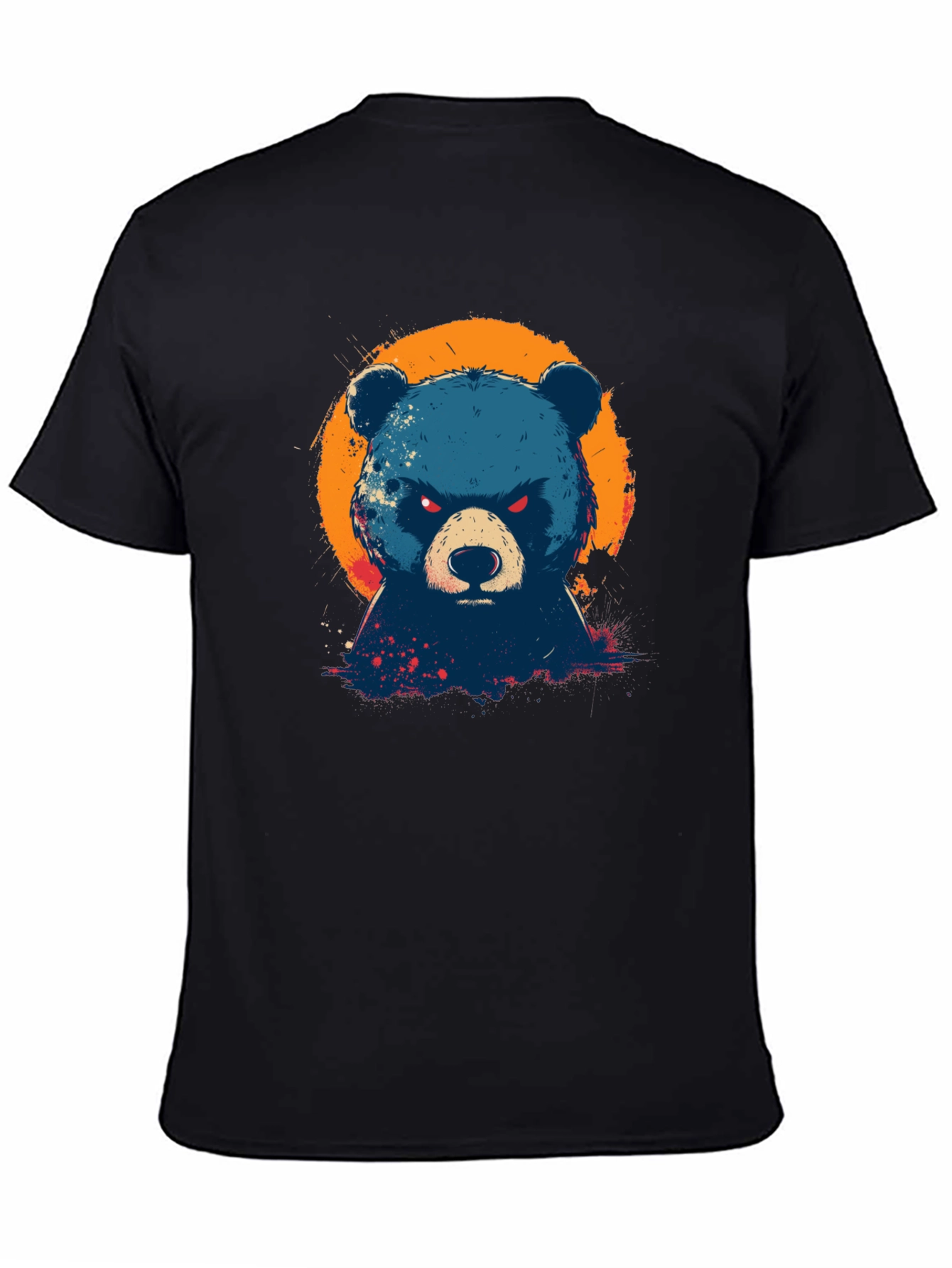 Mens Black T-Shirt with Bear Graphic
