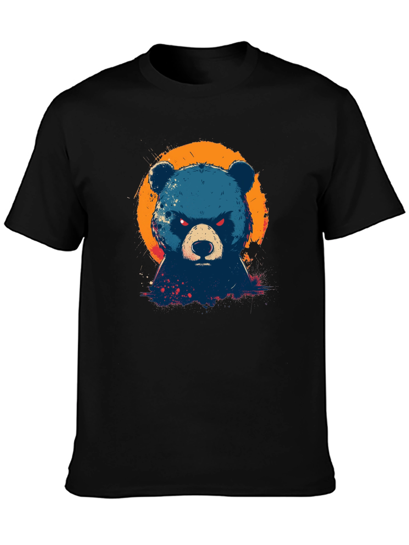 Mens Black T-Shirt with Bear Graphic