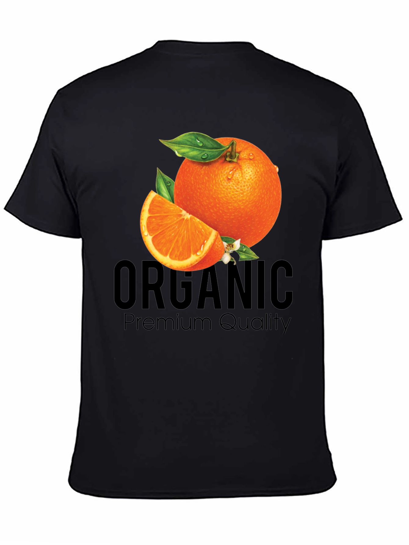 Organic Orange Premium Quality Black T-Shirt