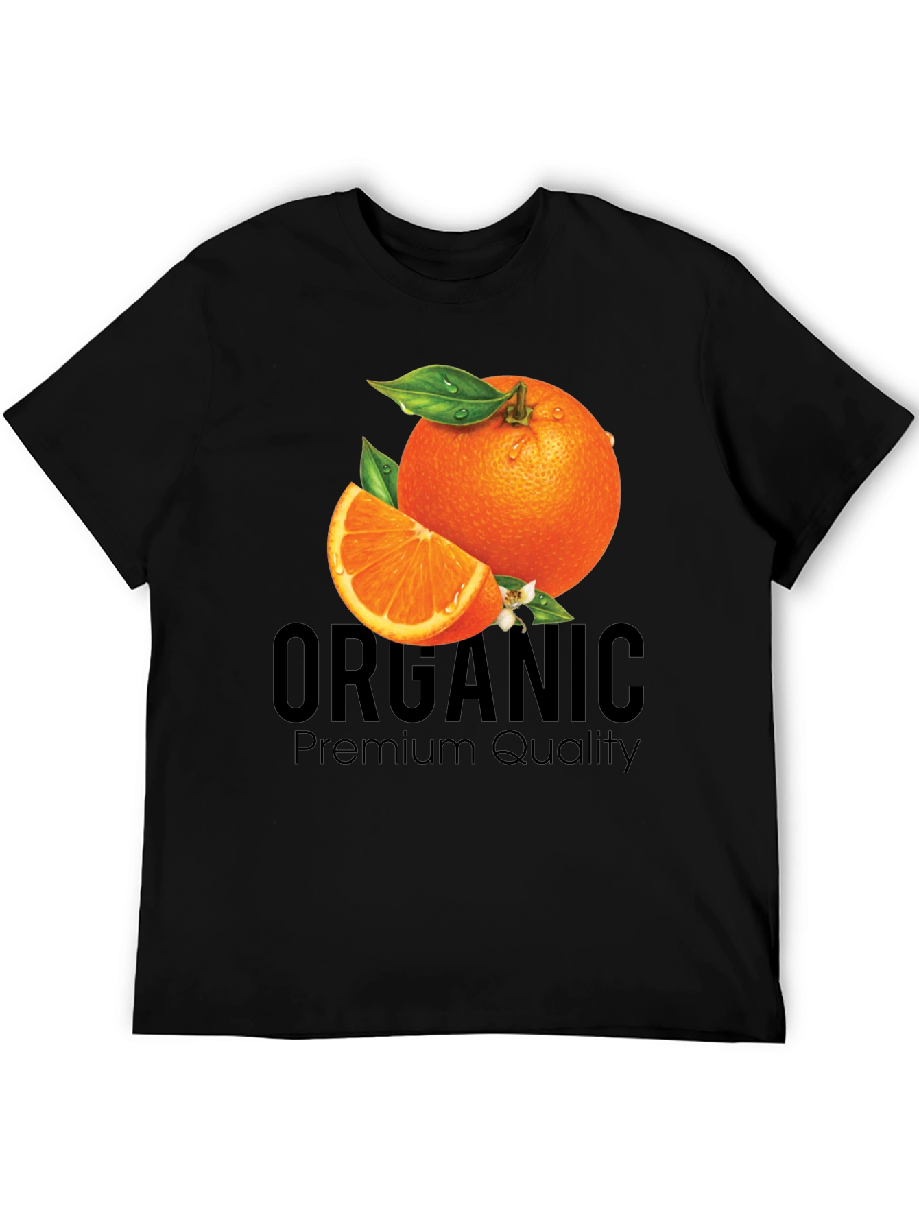 Organic Orange Premium Quality Black T-Shirt