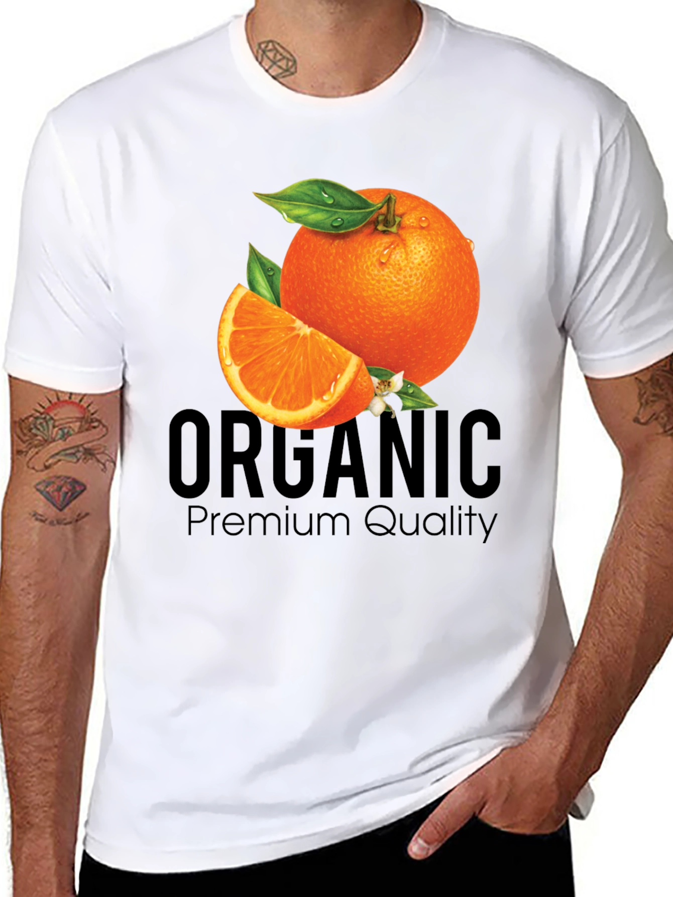 Organic Orange Premium Quality Black T-Shirt