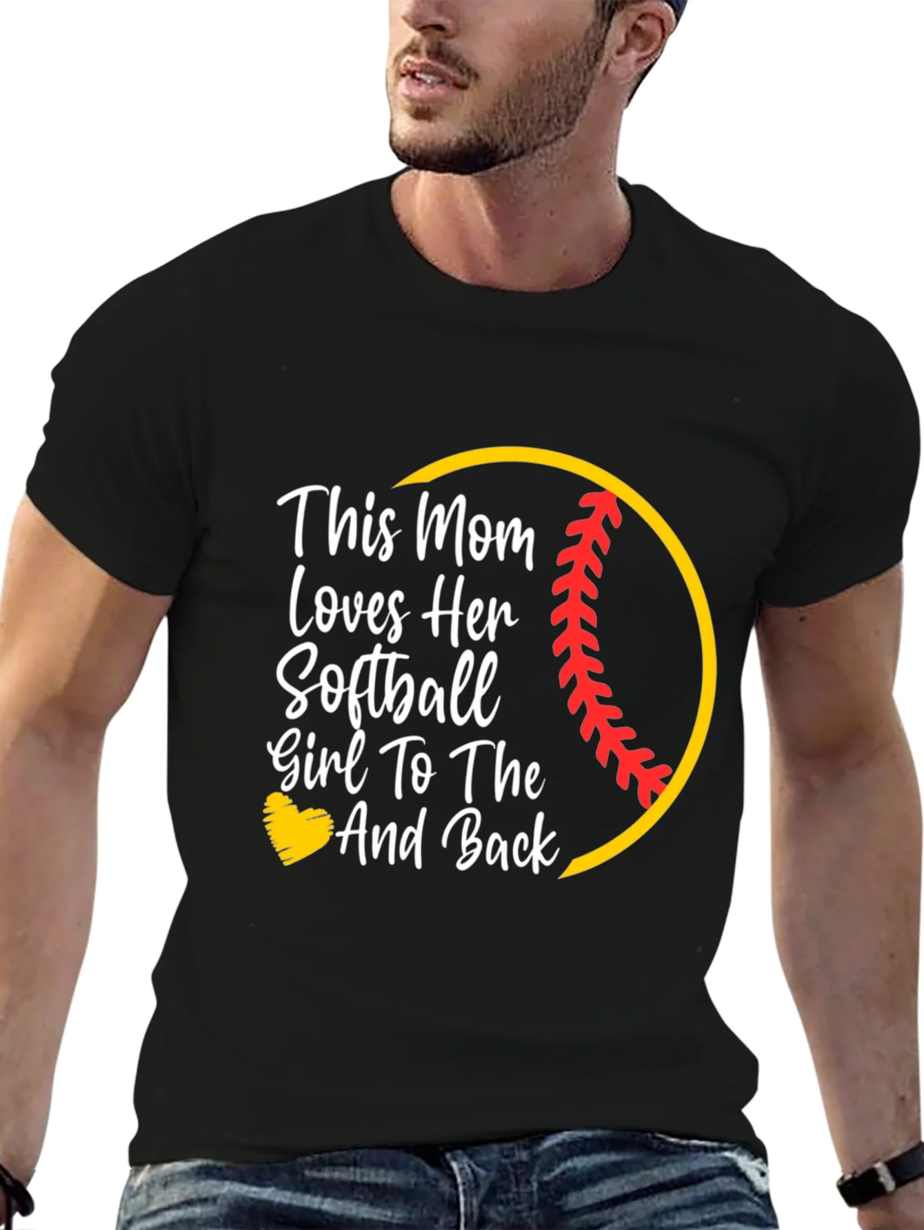 Softball Mom T-Shirt -  Love You To The Moon And Back