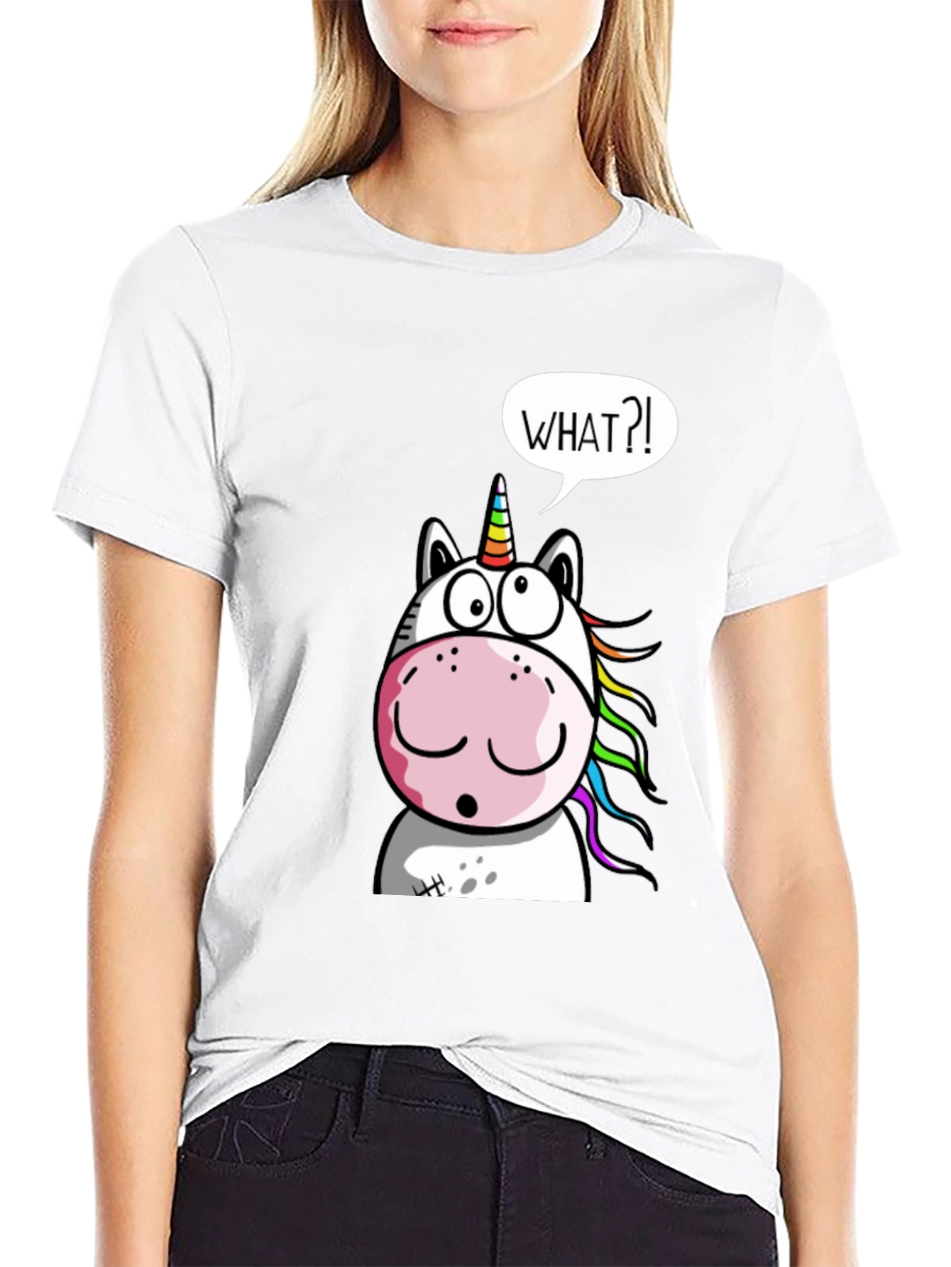 Unicorn What?! Graphic Print Black T-Shirt