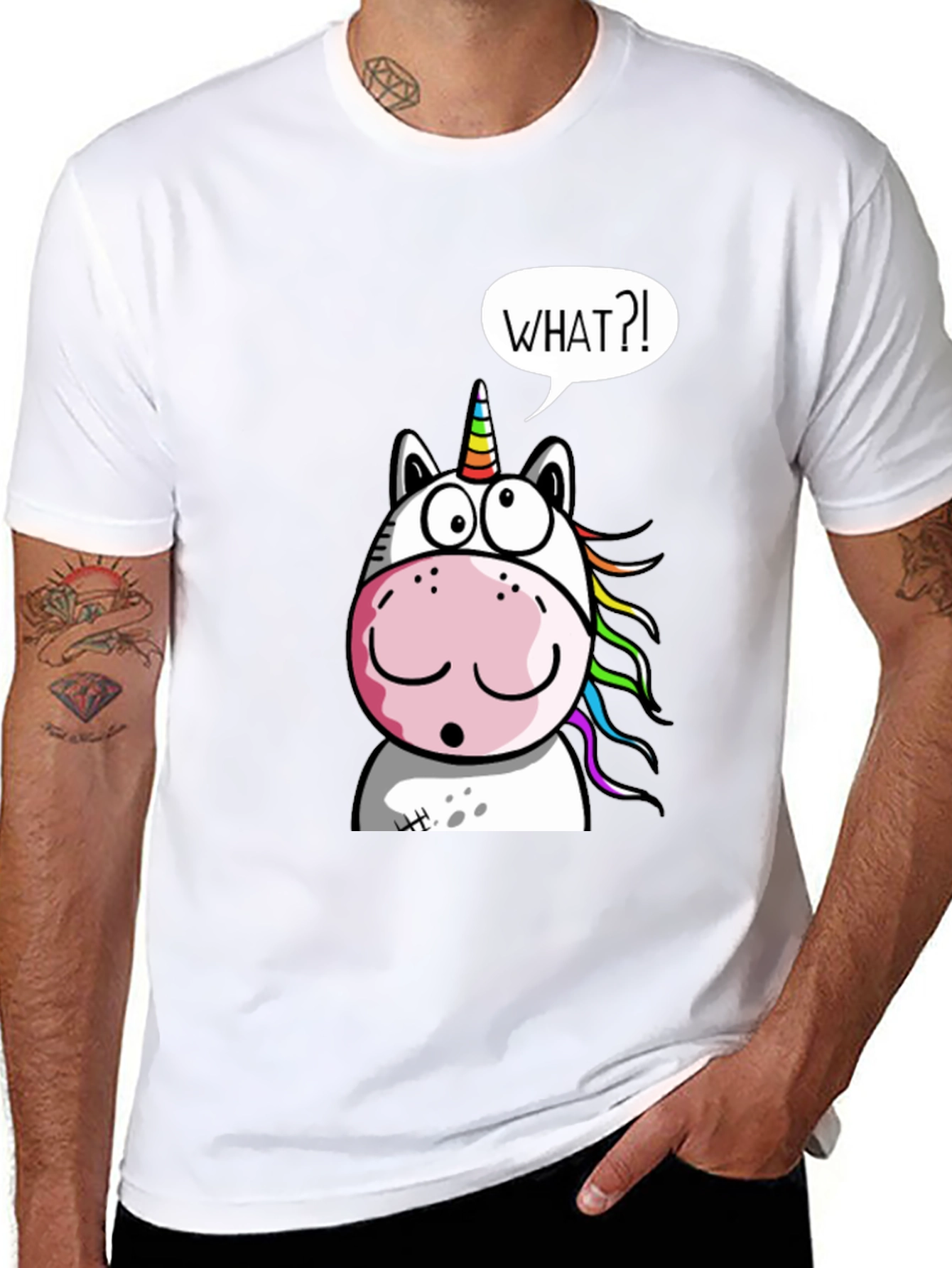 Unicorn What?! Graphic Print Black T-Shirt