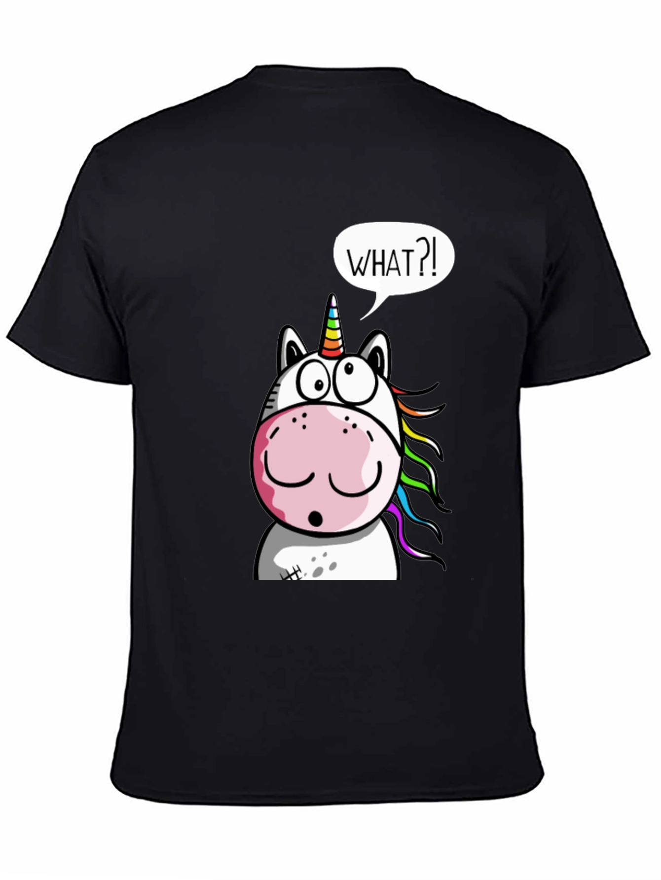 Unicorn What?! Graphic Print Black T-Shirt
