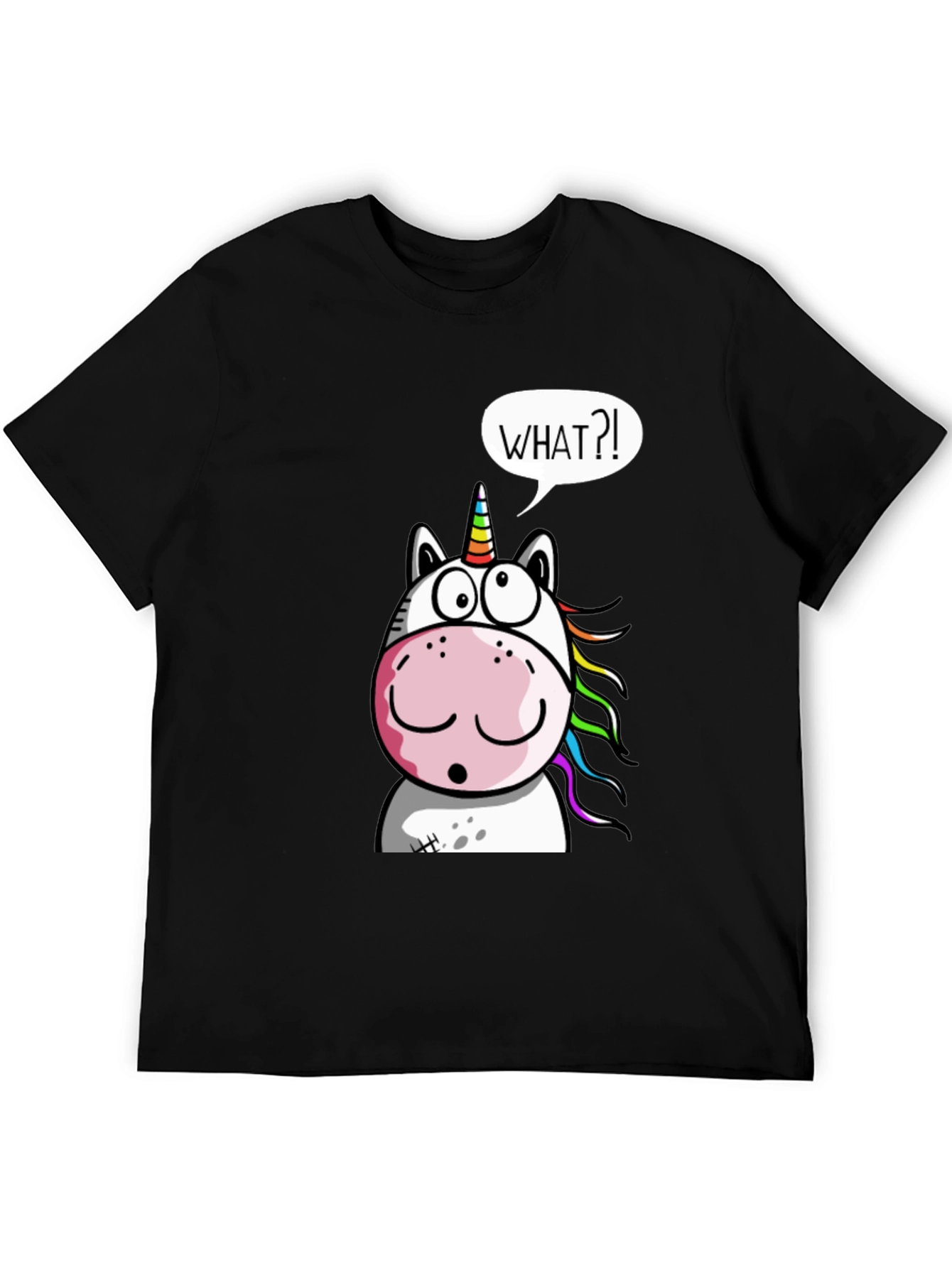 Unicorn What?! Graphic Print Black T-Shirt