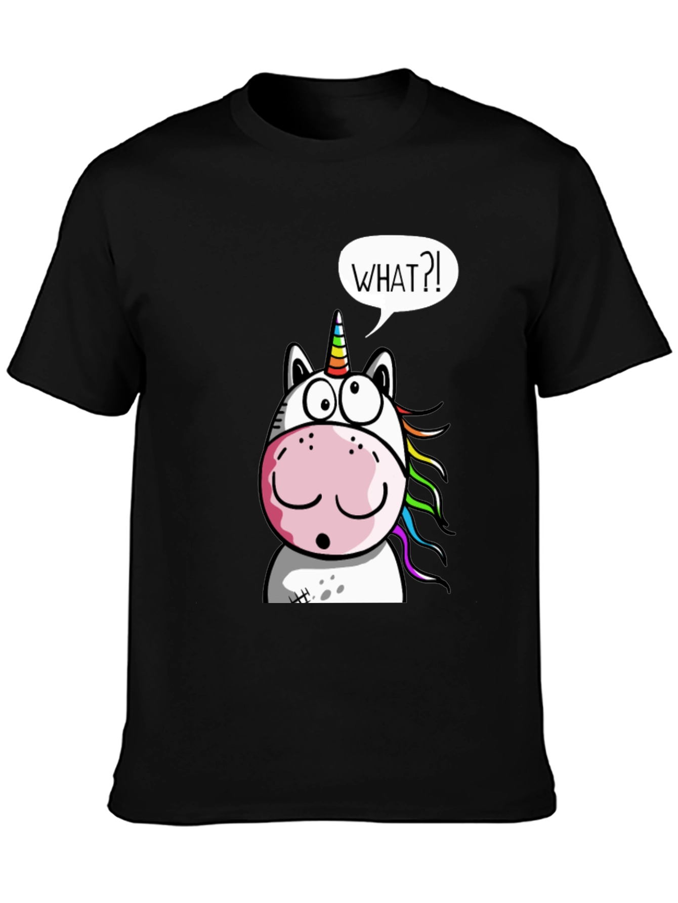 Unicorn What?! Graphic Print Black T-Shirt