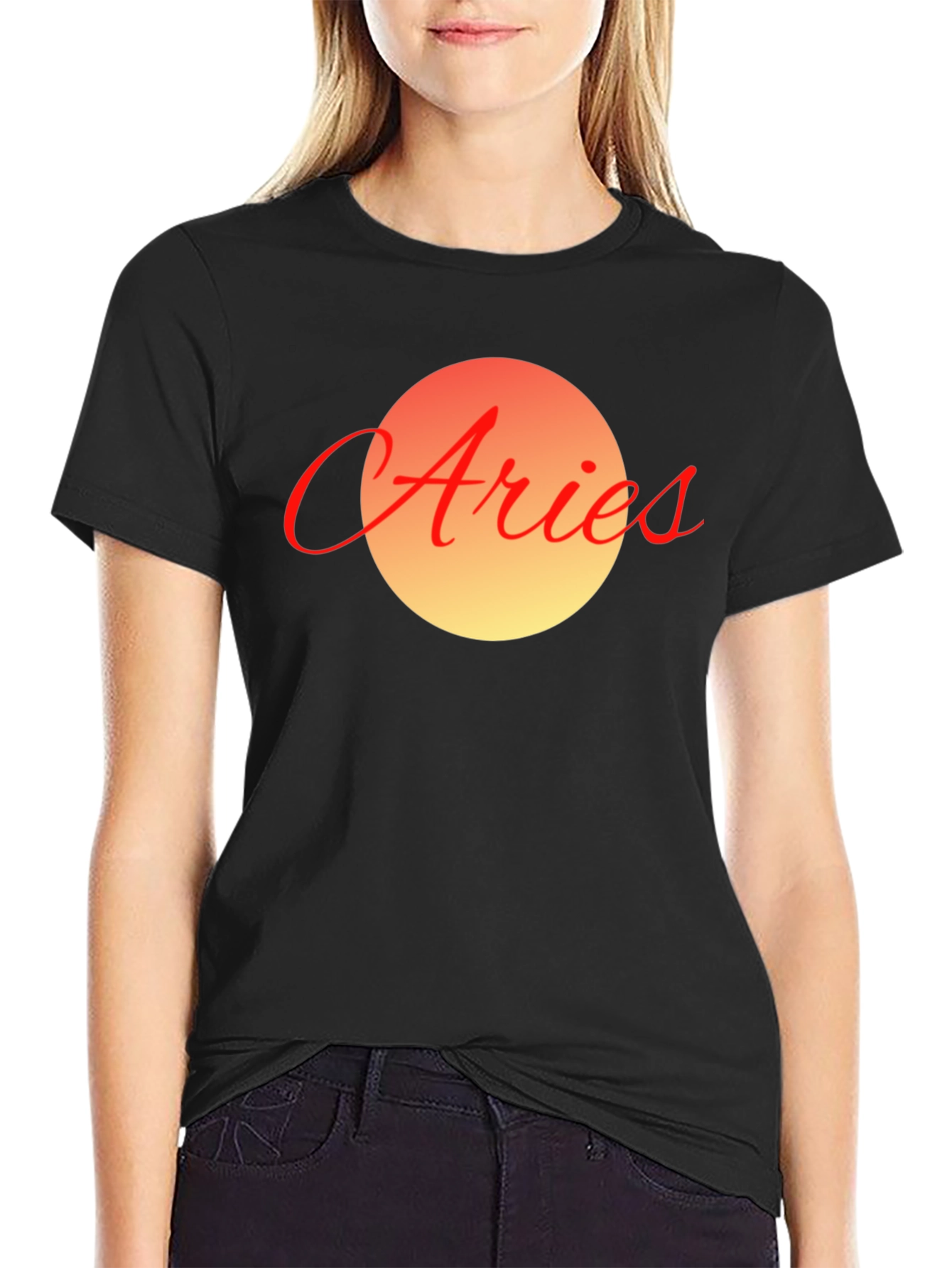 Aries Zodiac Graphic Tee - Black Cotton Blend T-Shirt