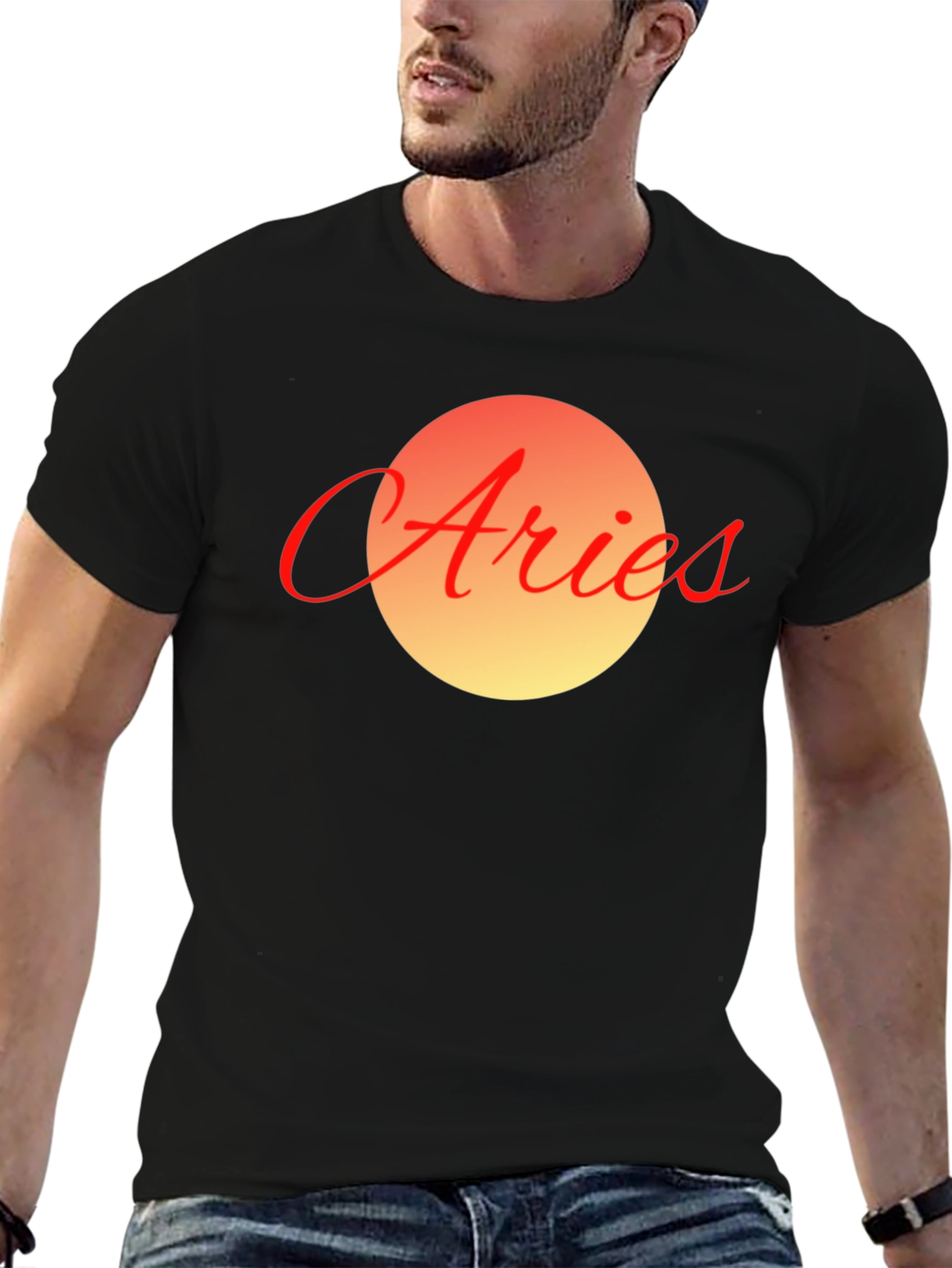 Aries Zodiac Graphic Tee - Black Cotton Blend T-Shirt