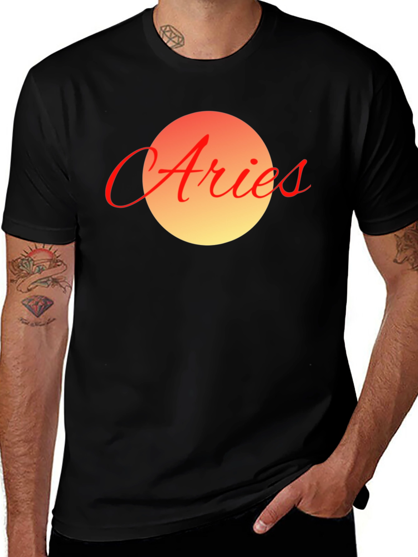 Aries Zodiac Graphic Tee - Black Cotton Blend T-Shirt