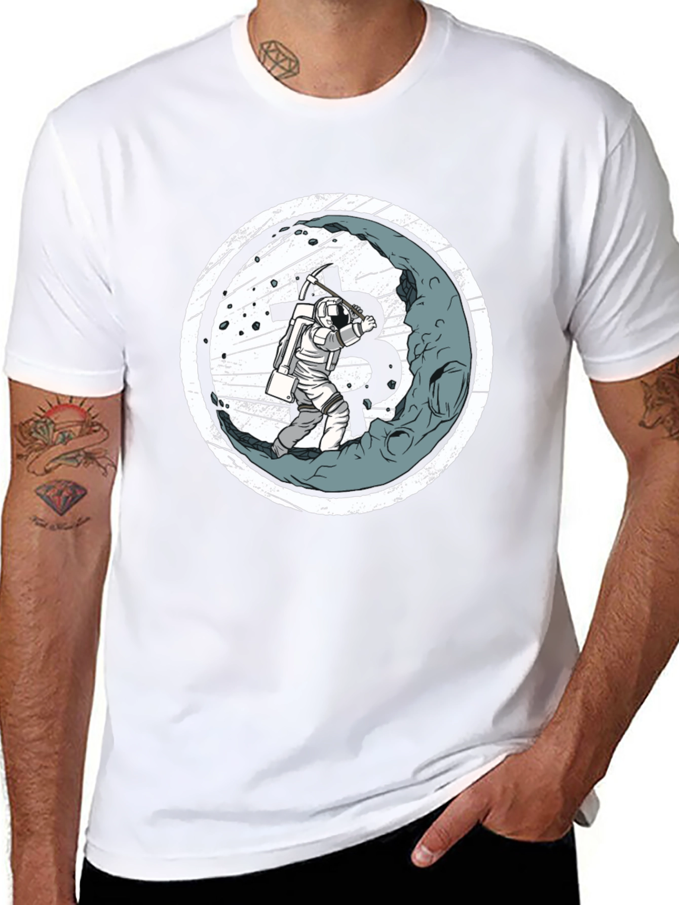 Astronaut Bitcoin Miner Graphic T-Shirt