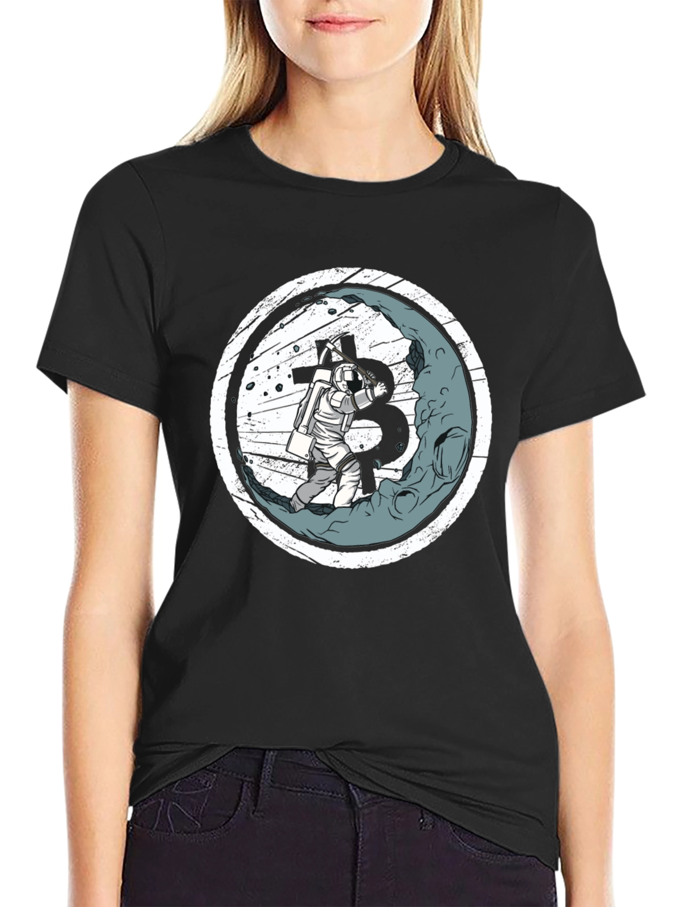Astronaut Bitcoin Miner Graphic T-Shirt