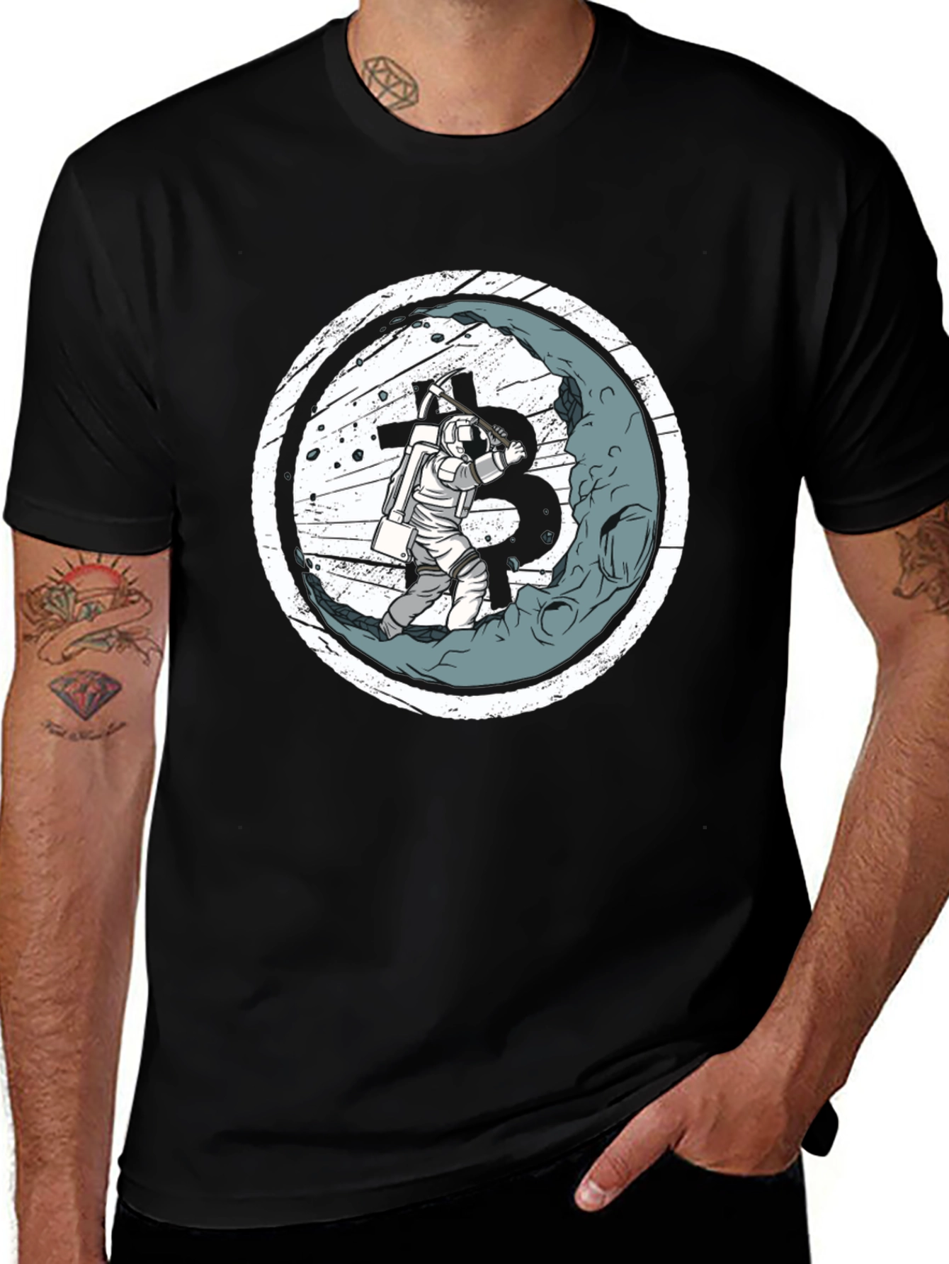 Astronaut Bitcoin Miner Graphic T-Shirt