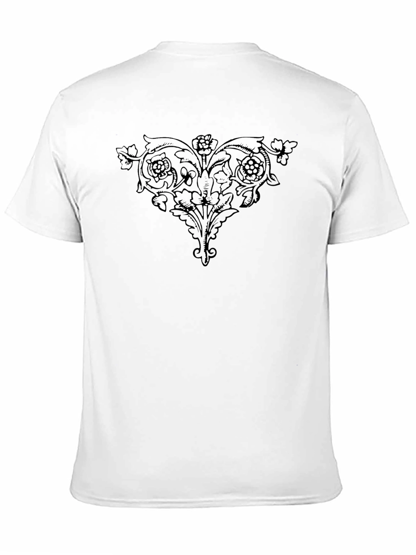 Black T-Shirt with Floral Ornament Design