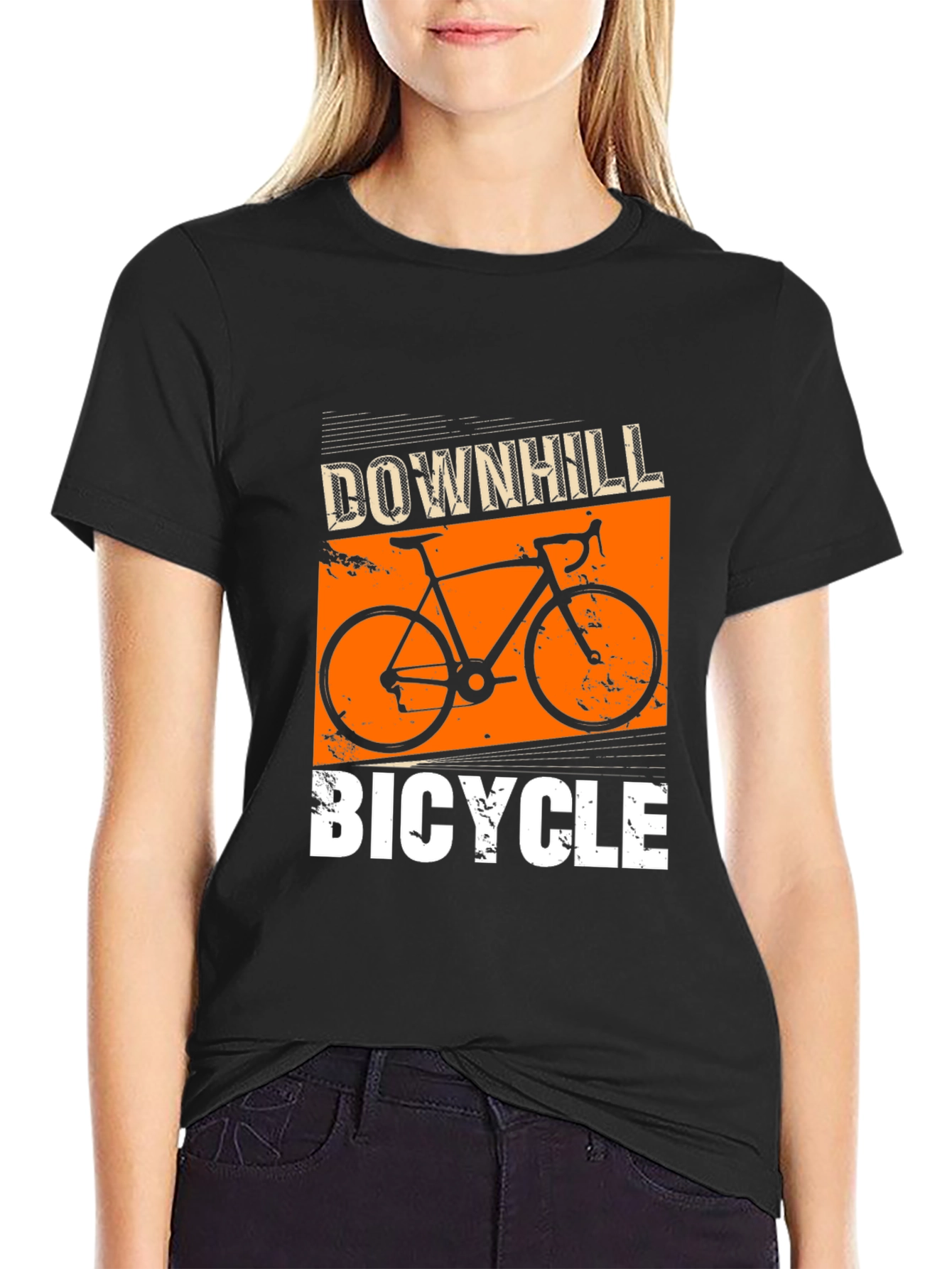 Downhill Bicycle Graphic T-Shirt - Black