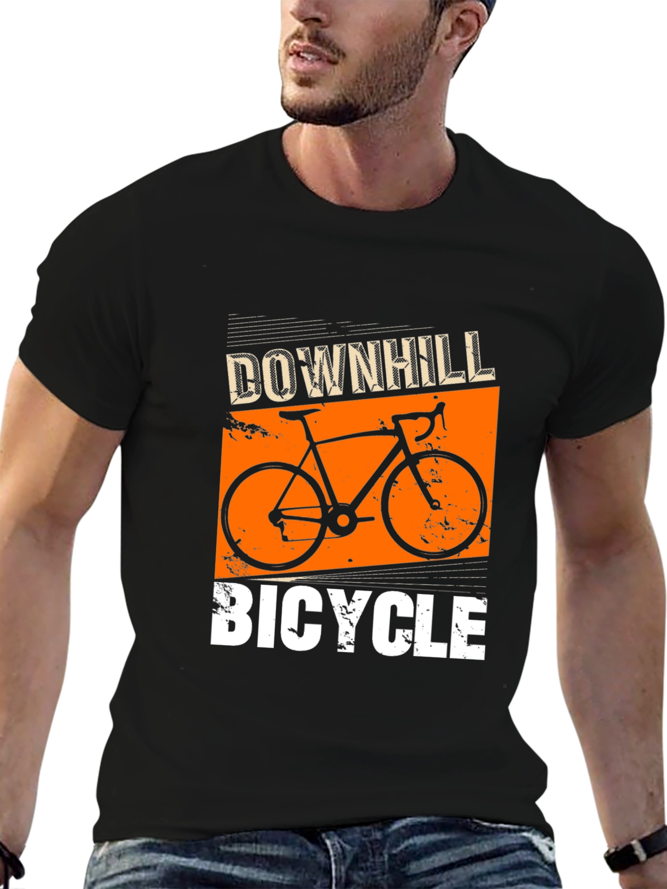Downhill Bicycle Graphic T-Shirt - Black