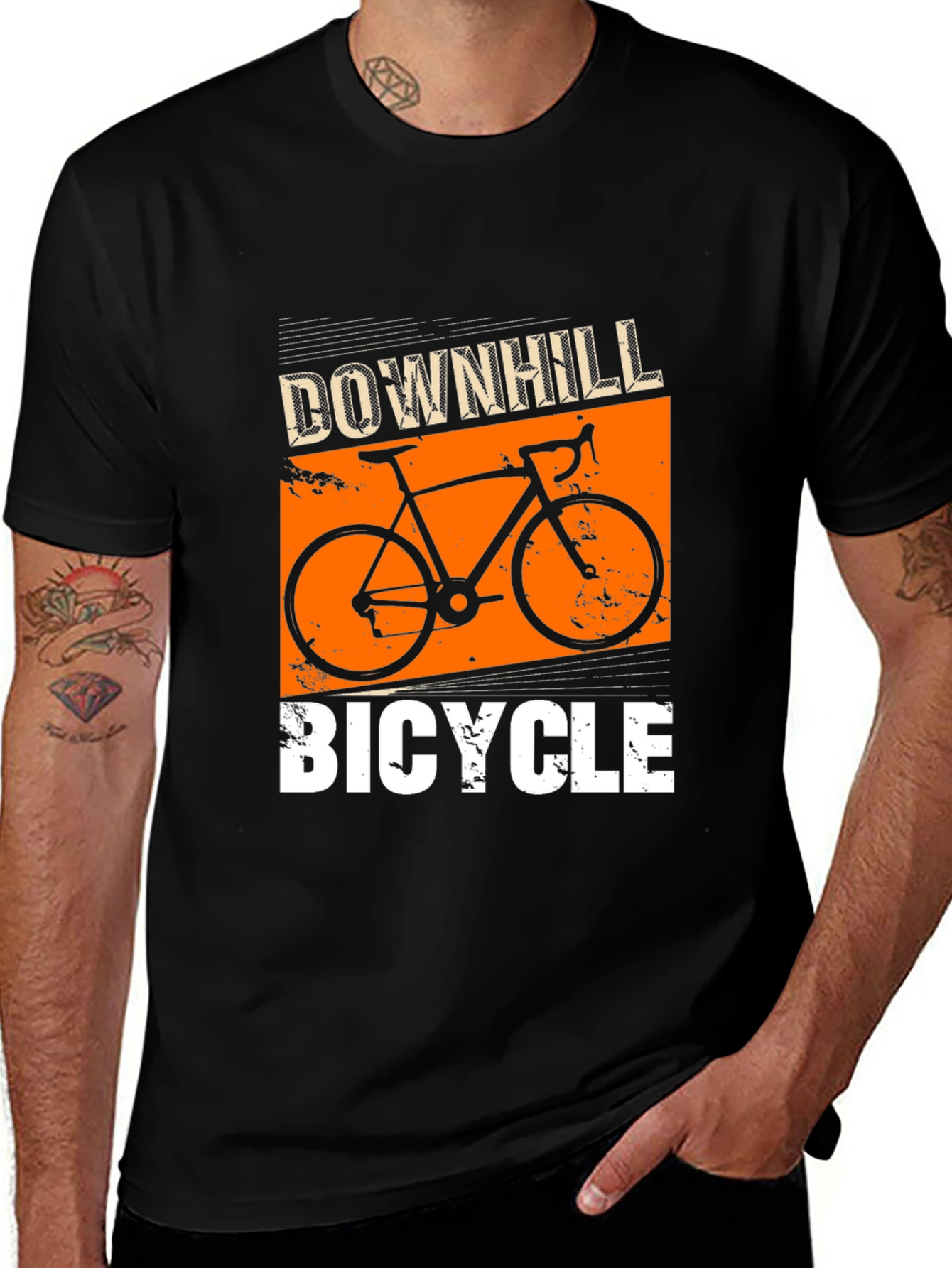 Downhill Bicycle Graphic T-Shirt - Black