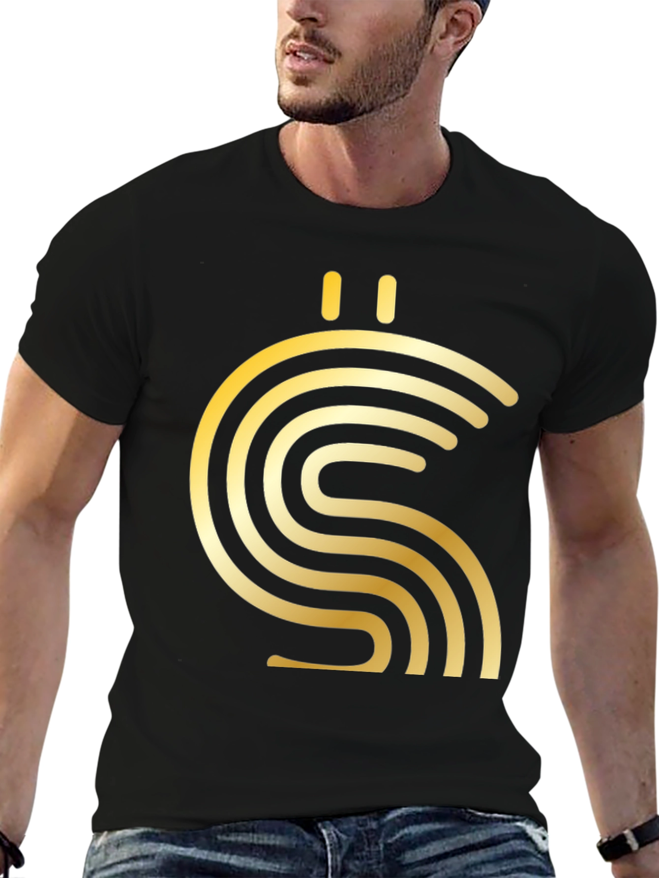 Abstract Gold Symbol Black T-Shirt