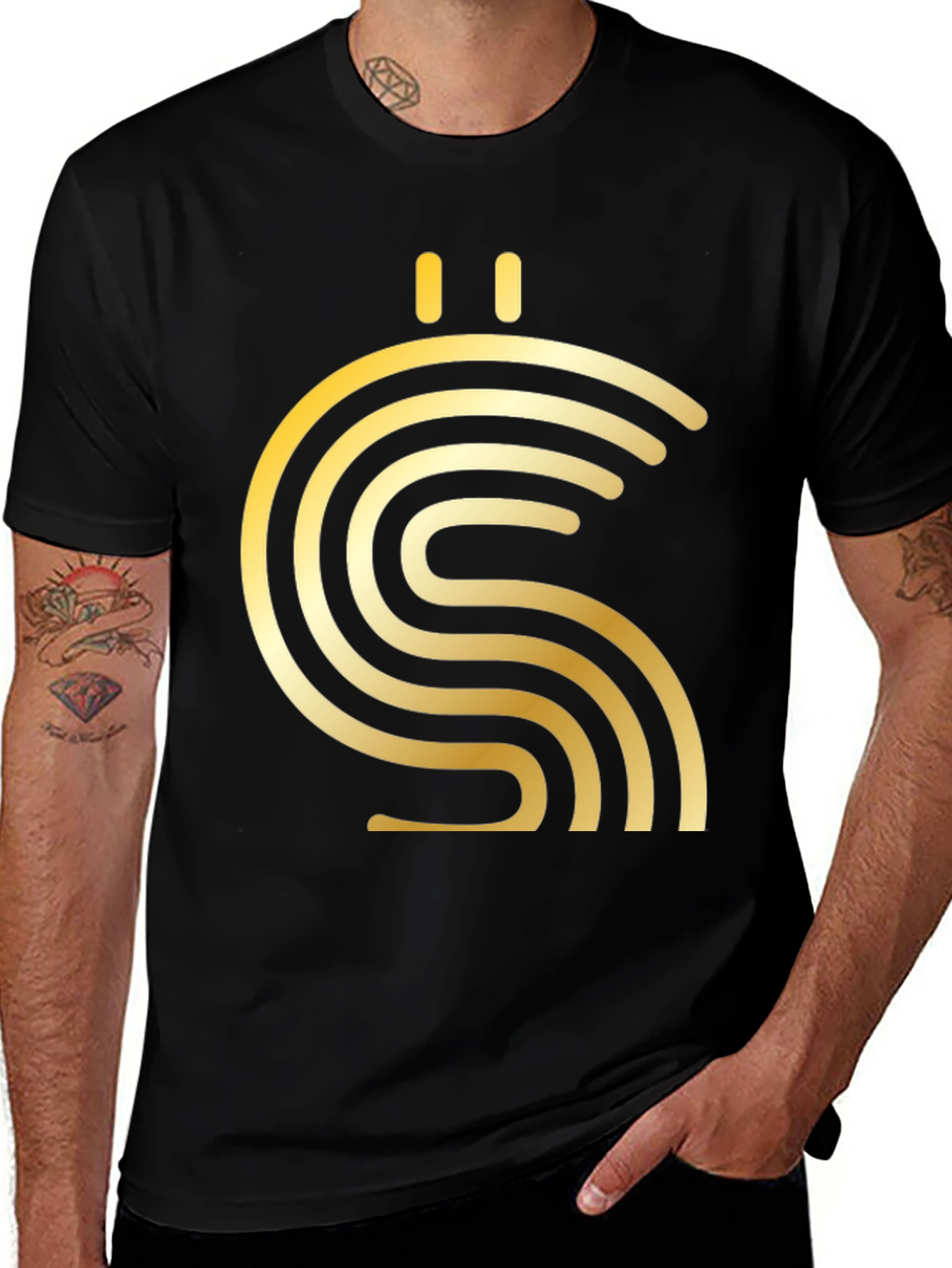 Abstract Gold Symbol Black T-Shirt
