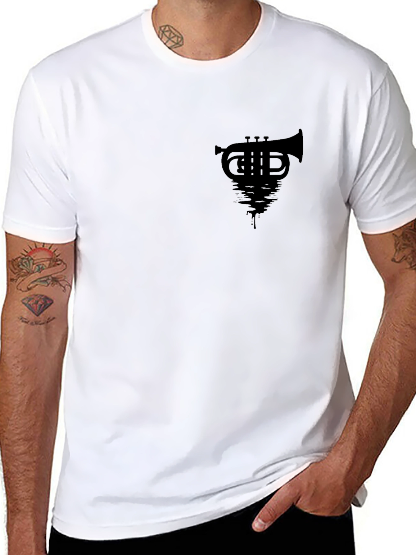 Black Trumpet Graphic Tee - Stylish Musician Apparel