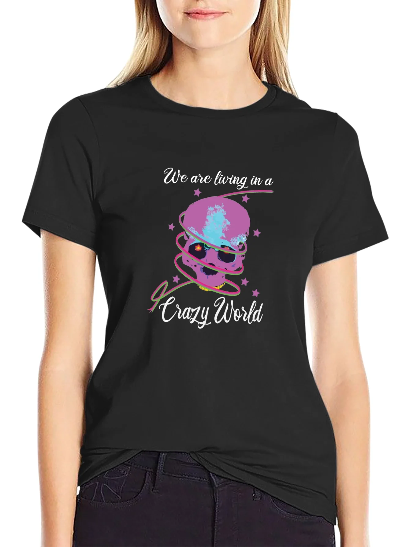 Crazy World Skull Graphic Tee