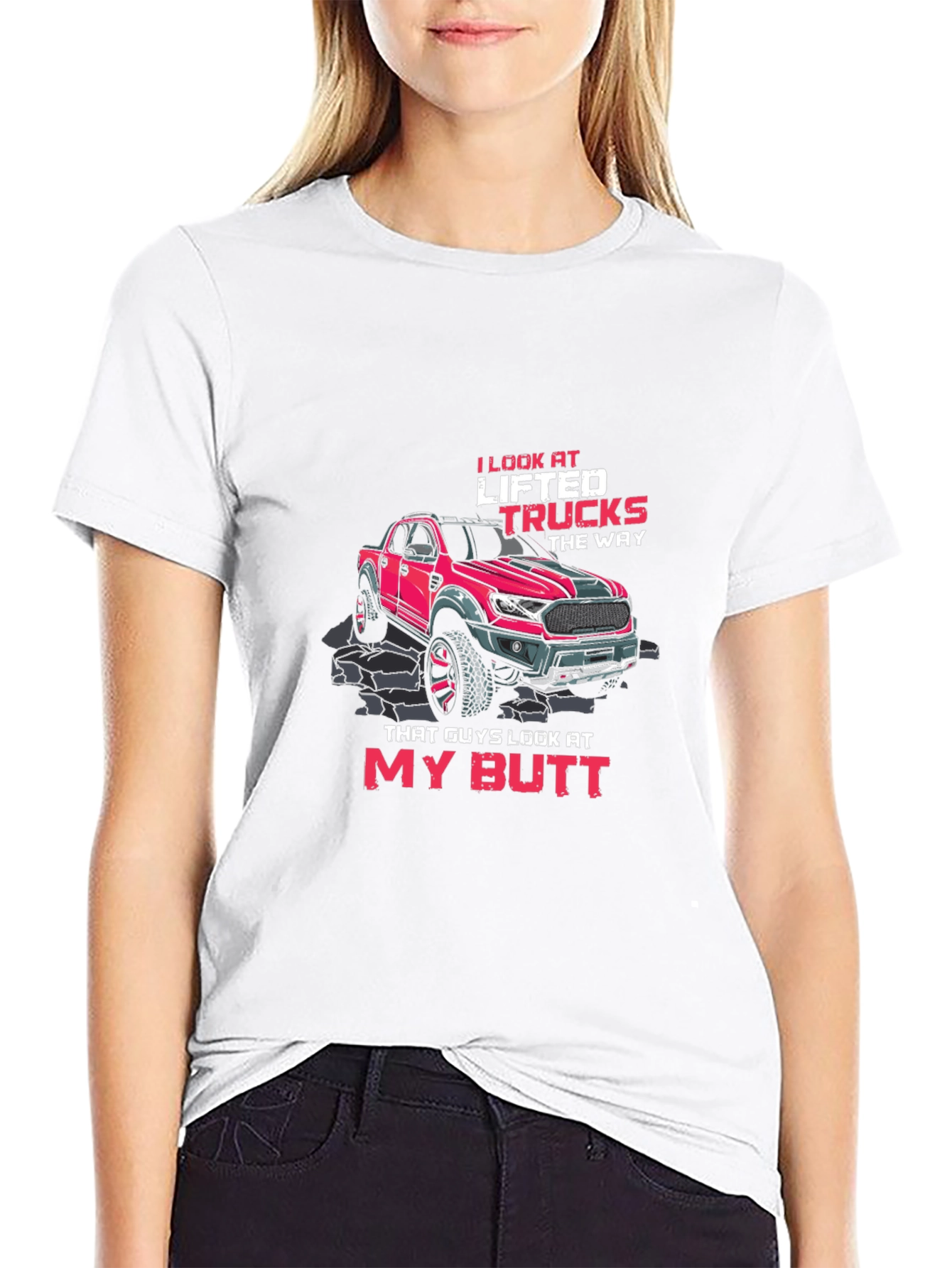Lifted Trucks Graphic T-Shirt - Humorous Design