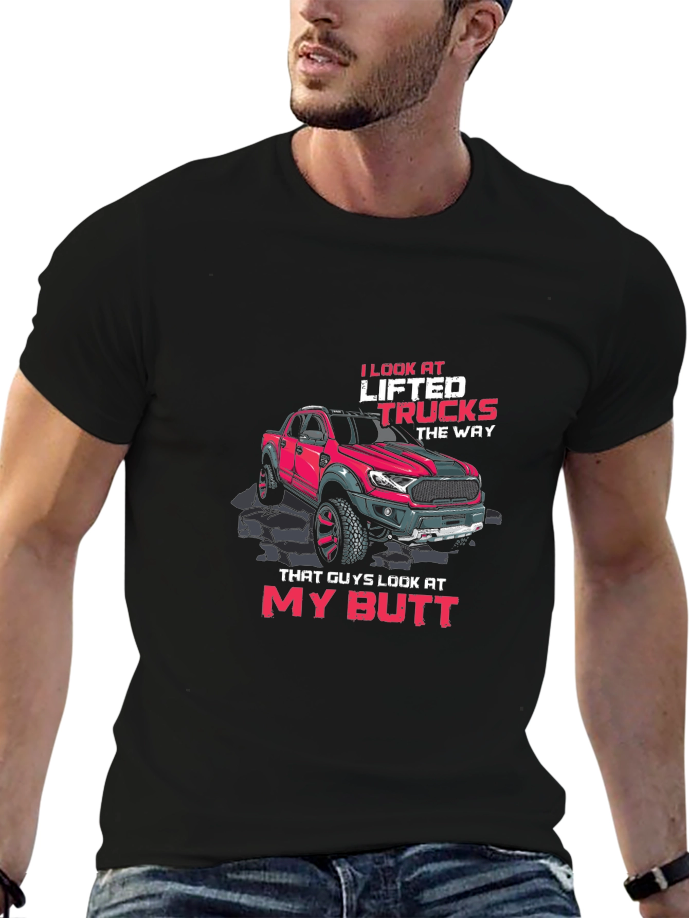 Lifted Trucks Graphic T-Shirt - Humorous Design