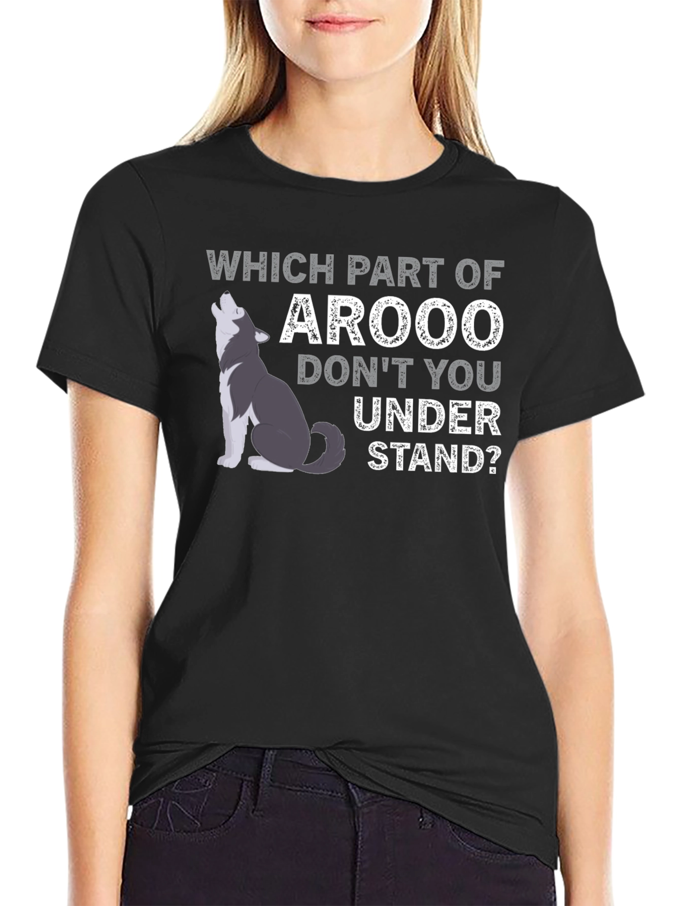 Arooo Wolf Graphic T-Shirt - Funny Animal Tee