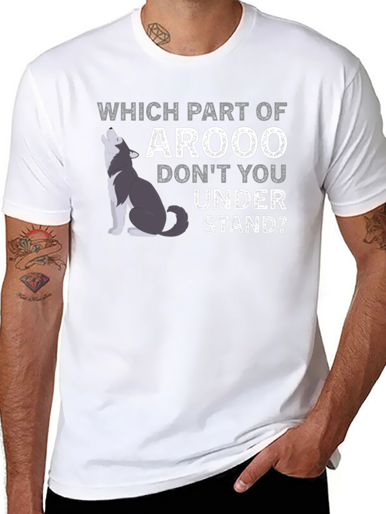 Arooo Wolf Graphic T-Shirt - Funny Animal Tee