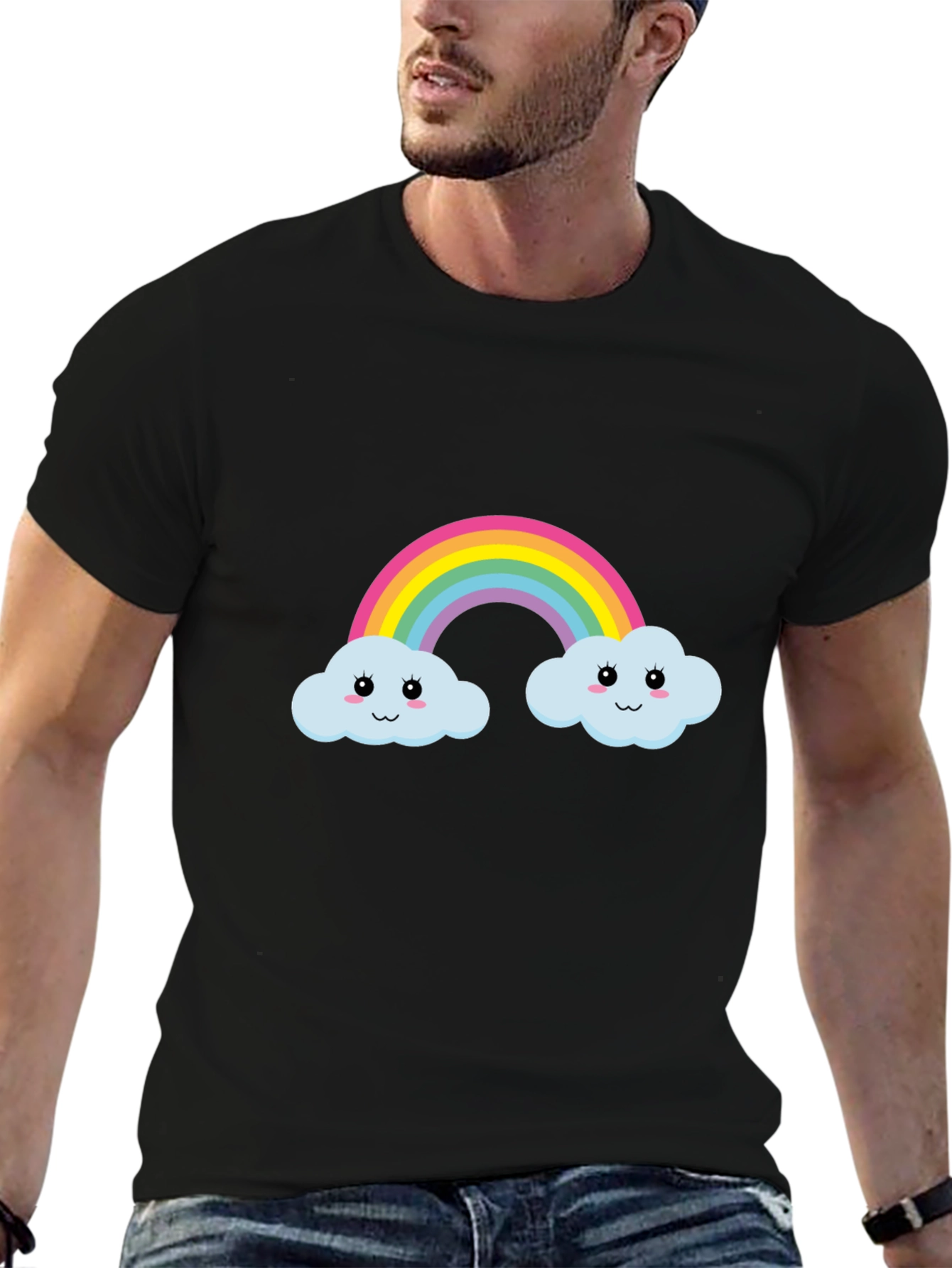 Rainbow Cloud Graphic Tee - Cute & Fun