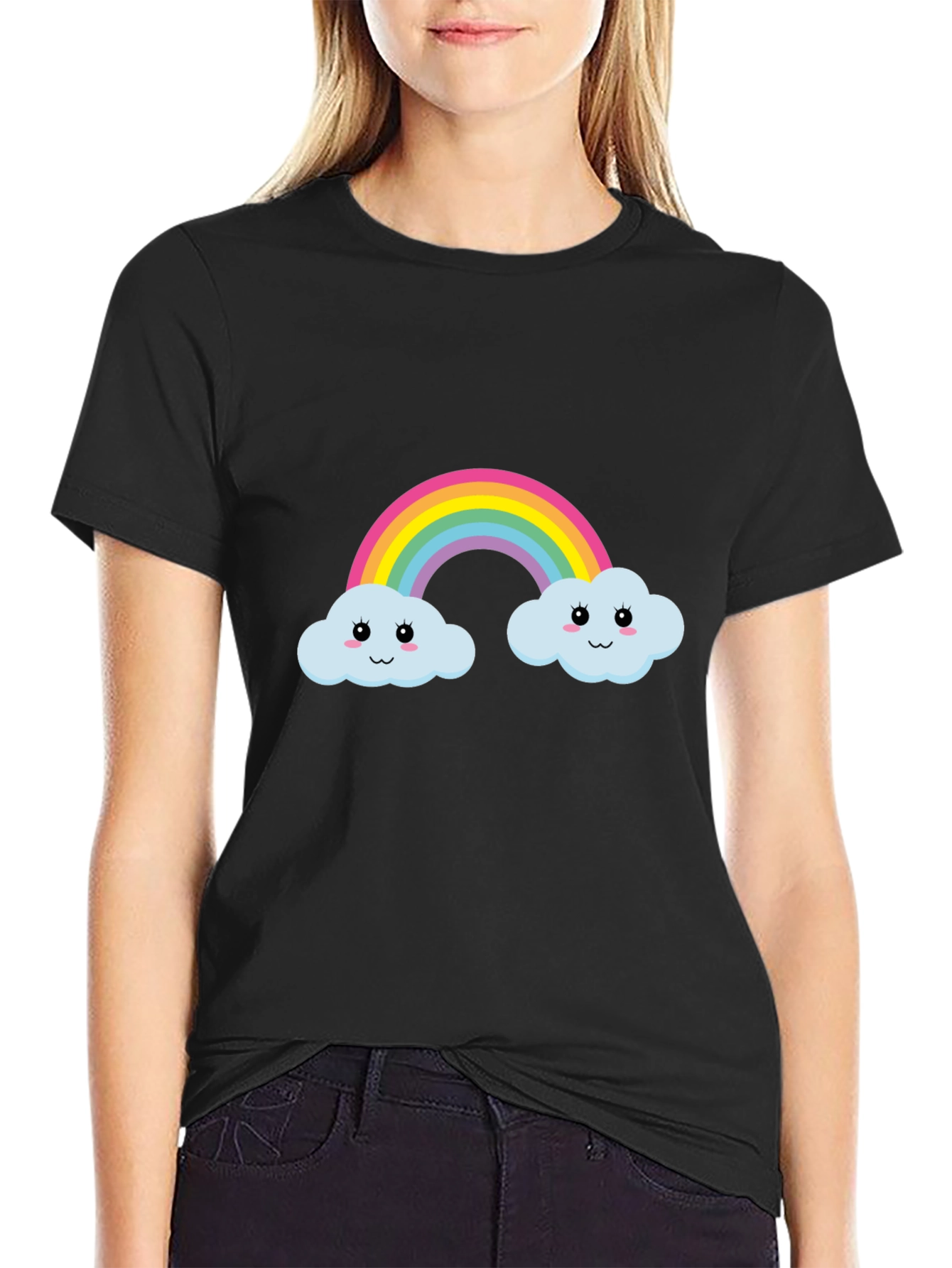 Rainbow Cloud Graphic Tee - Cute & Fun