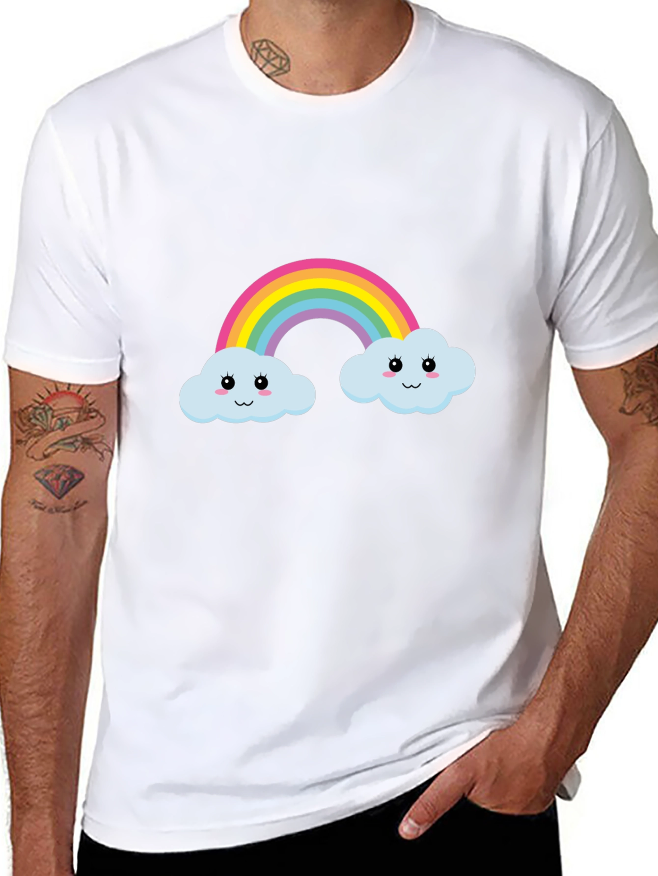 Rainbow Cloud Graphic Tee - Cute & Fun
