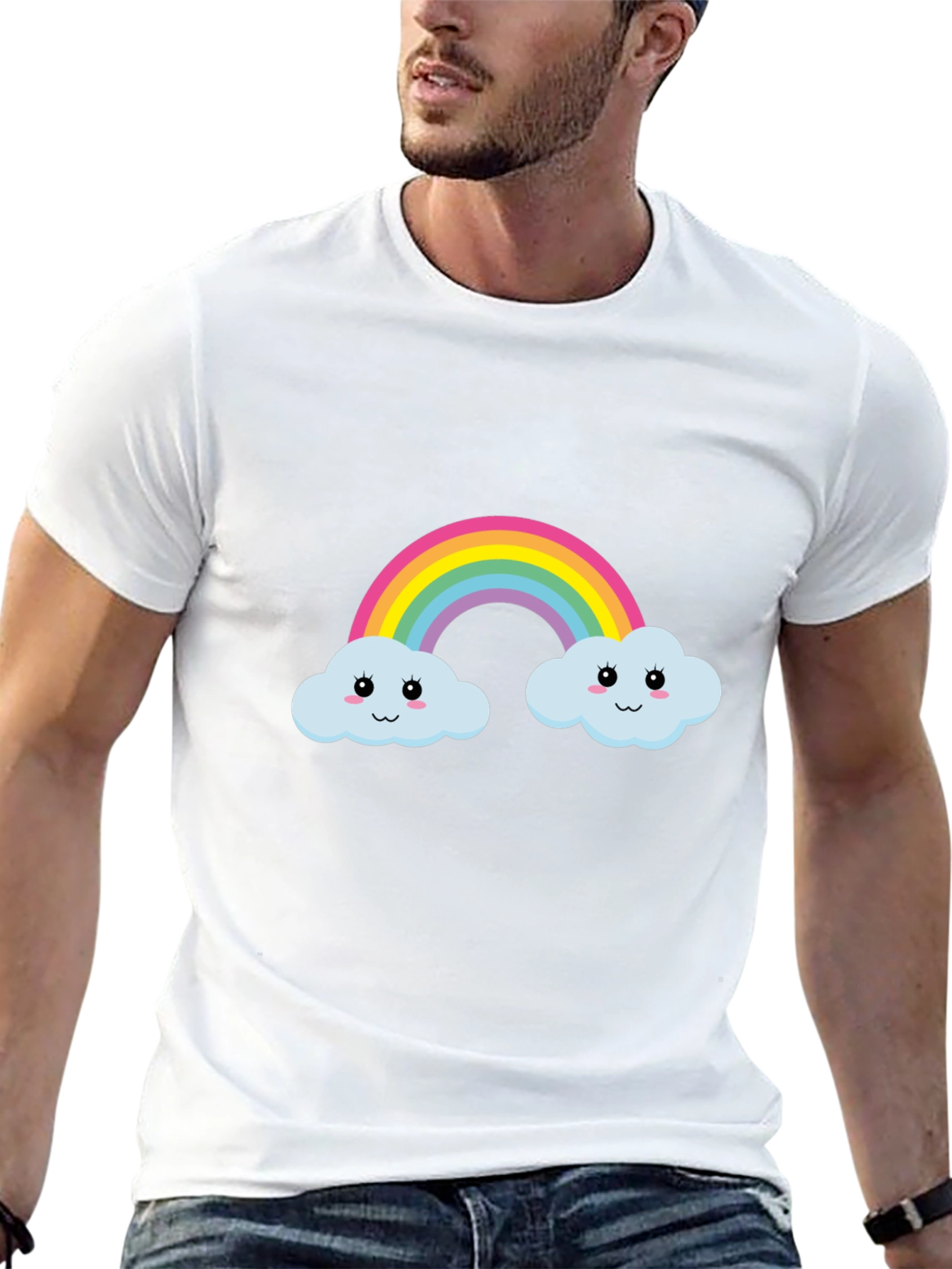 Rainbow Cloud Graphic Tee - Cute & Fun