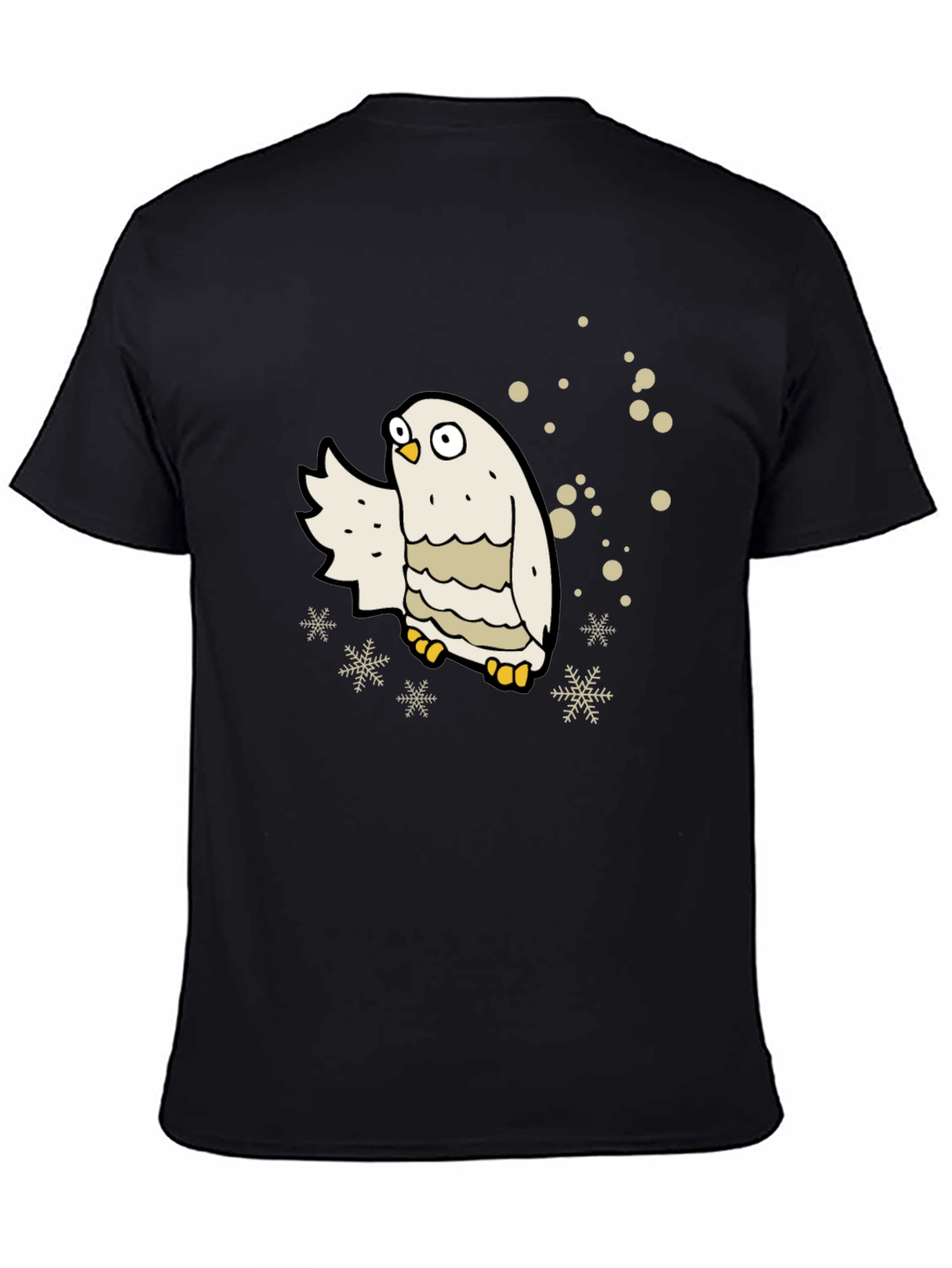 Snowy Owl Graphic Tee - Black Cotton Blend