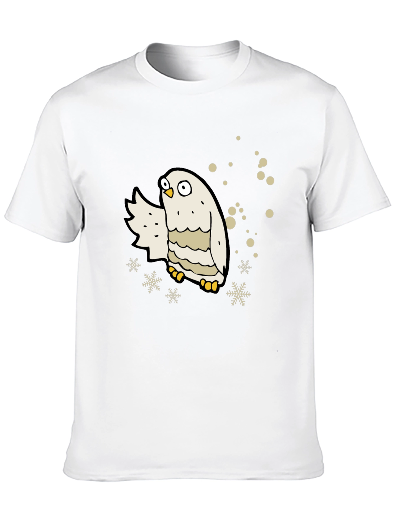 Snowy Owl Graphic Tee - Black Cotton Blend
