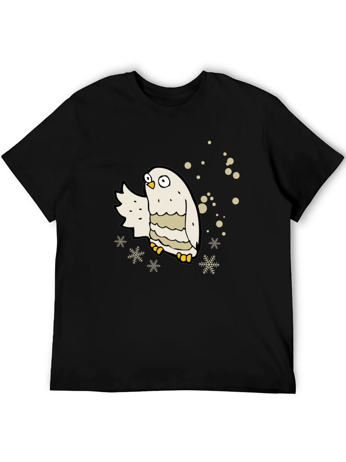 Snowy Owl Graphic Tee - Black Cotton Blend