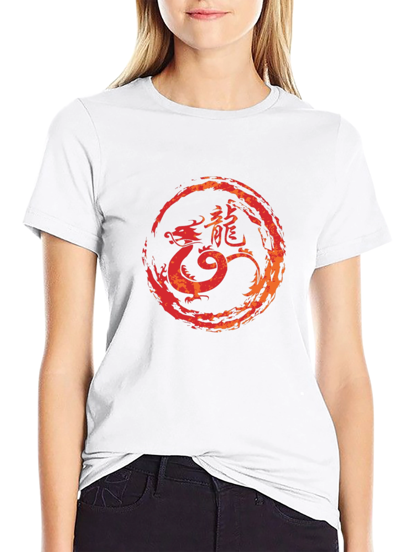 Dragon Circle Graphic Tee - Black Cotton Blend