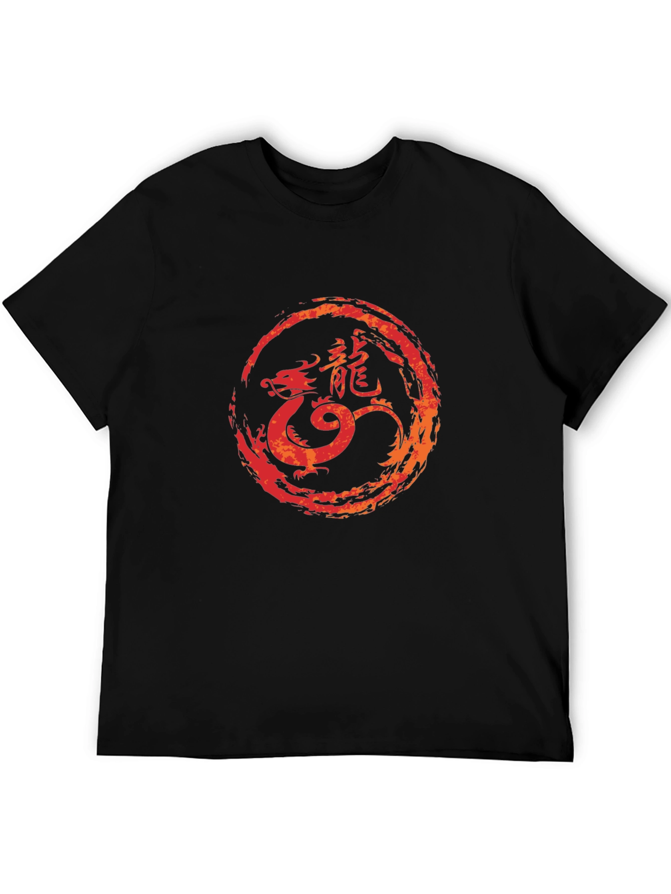 Dragon Circle Graphic Tee - Black Cotton Blend