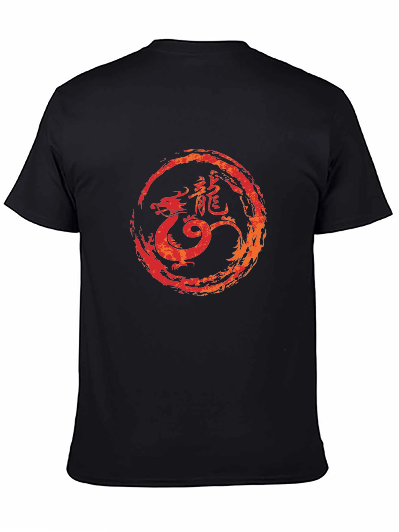 Dragon Circle Graphic Tee - Black Cotton Blend