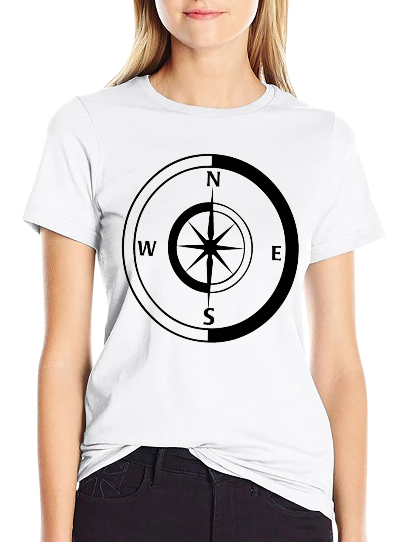 Compass Rose Graphic Tee - Black Cotton Comfort