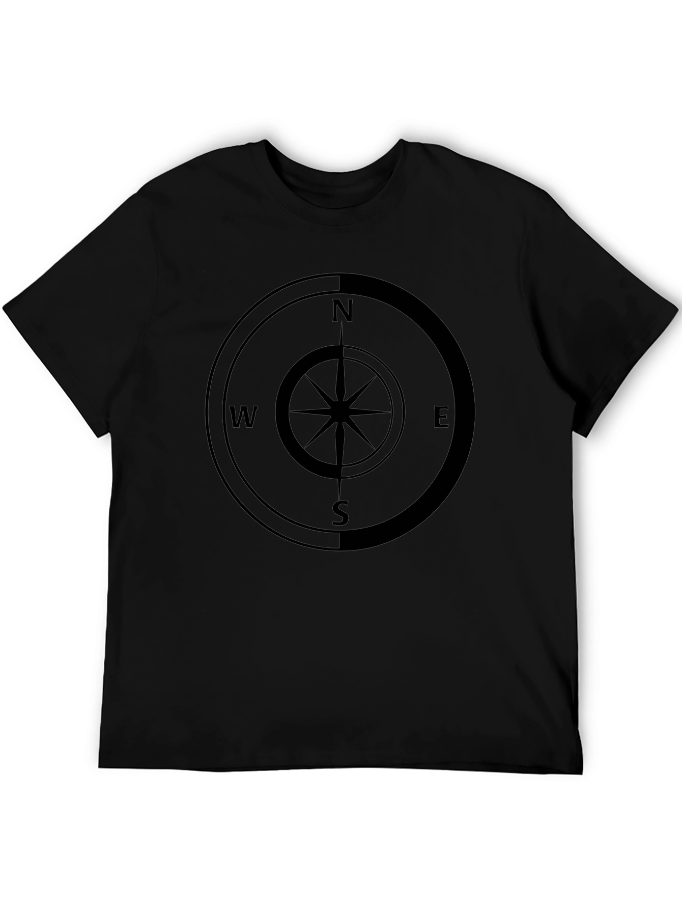 Compass Rose Graphic Tee - Black Cotton Comfort